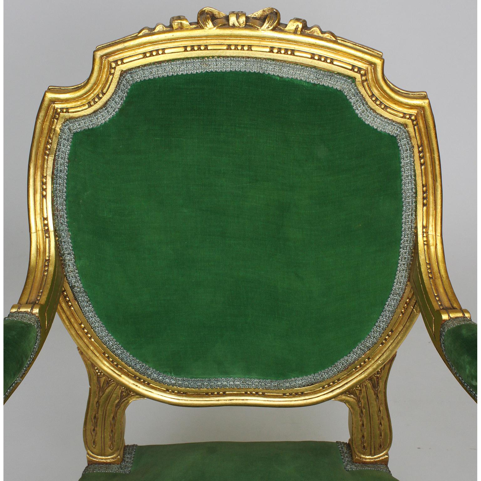Carved Pair of French Belle Époque Louis XV Style Fauteuil à la Reine Armchair Frames For Sale