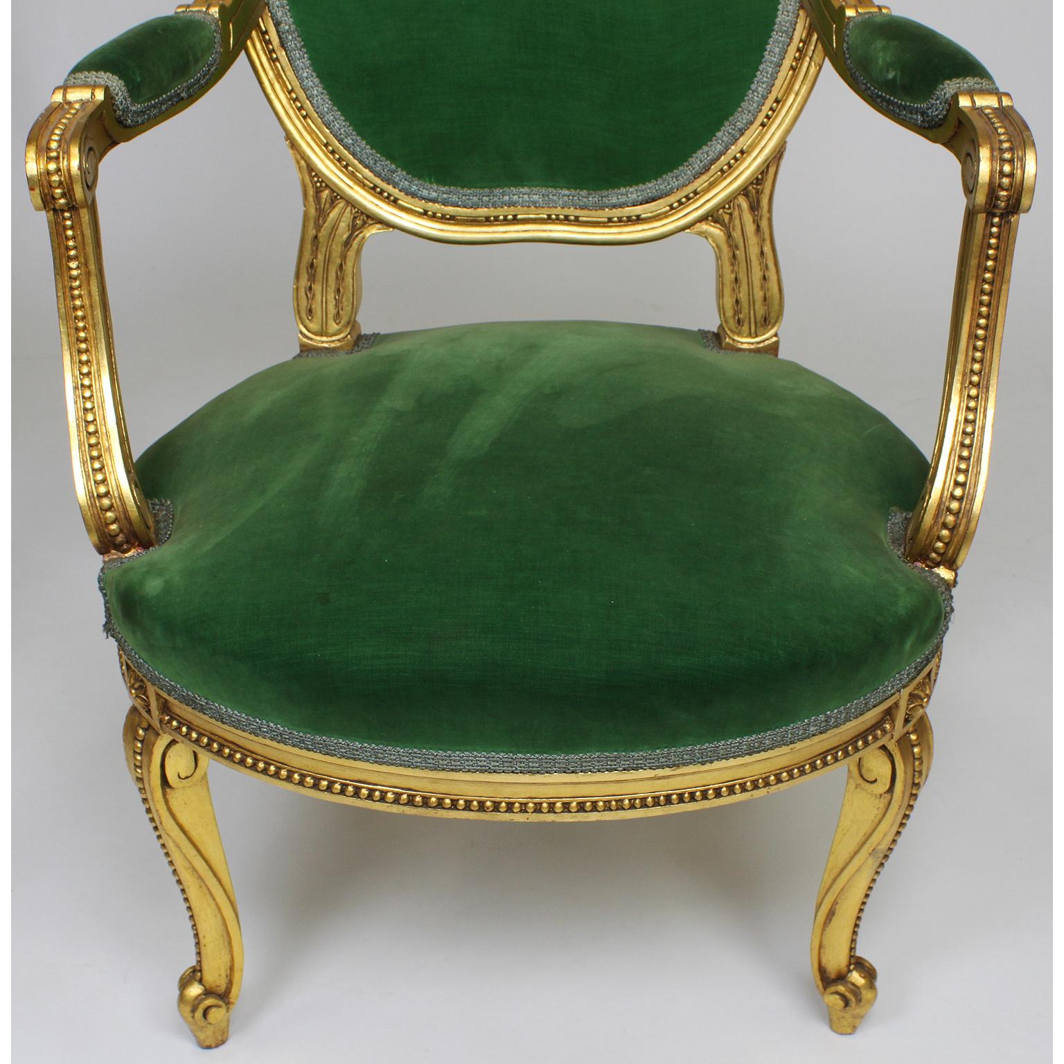 Pair of French Belle Époque Louis XV Style Fauteuil à la Reine Armchair Frames In Good Condition For Sale In Los Angeles, CA