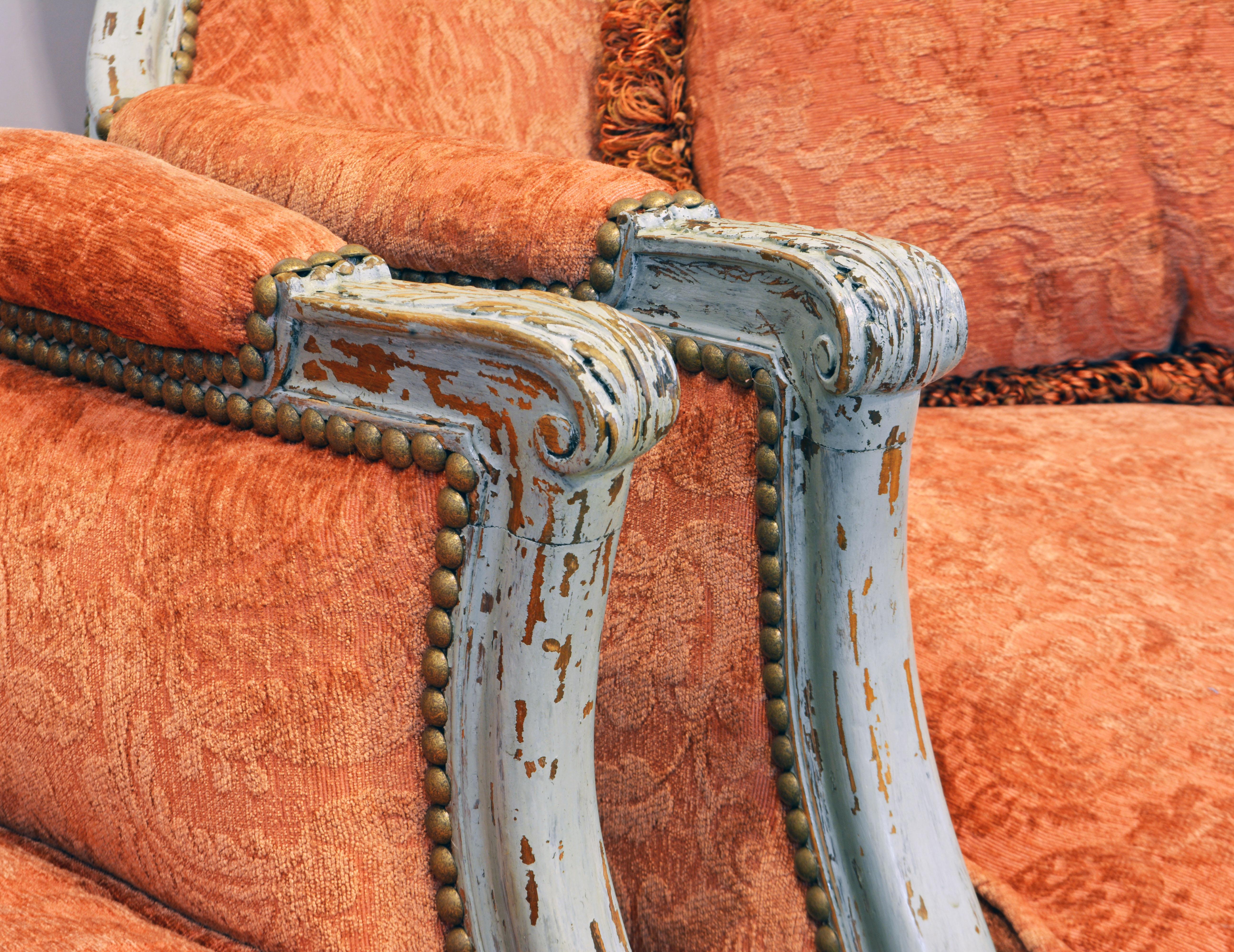 19th Century Pair of French Belle Époque Louis XVI Style Gray Painted Bergère Chairs