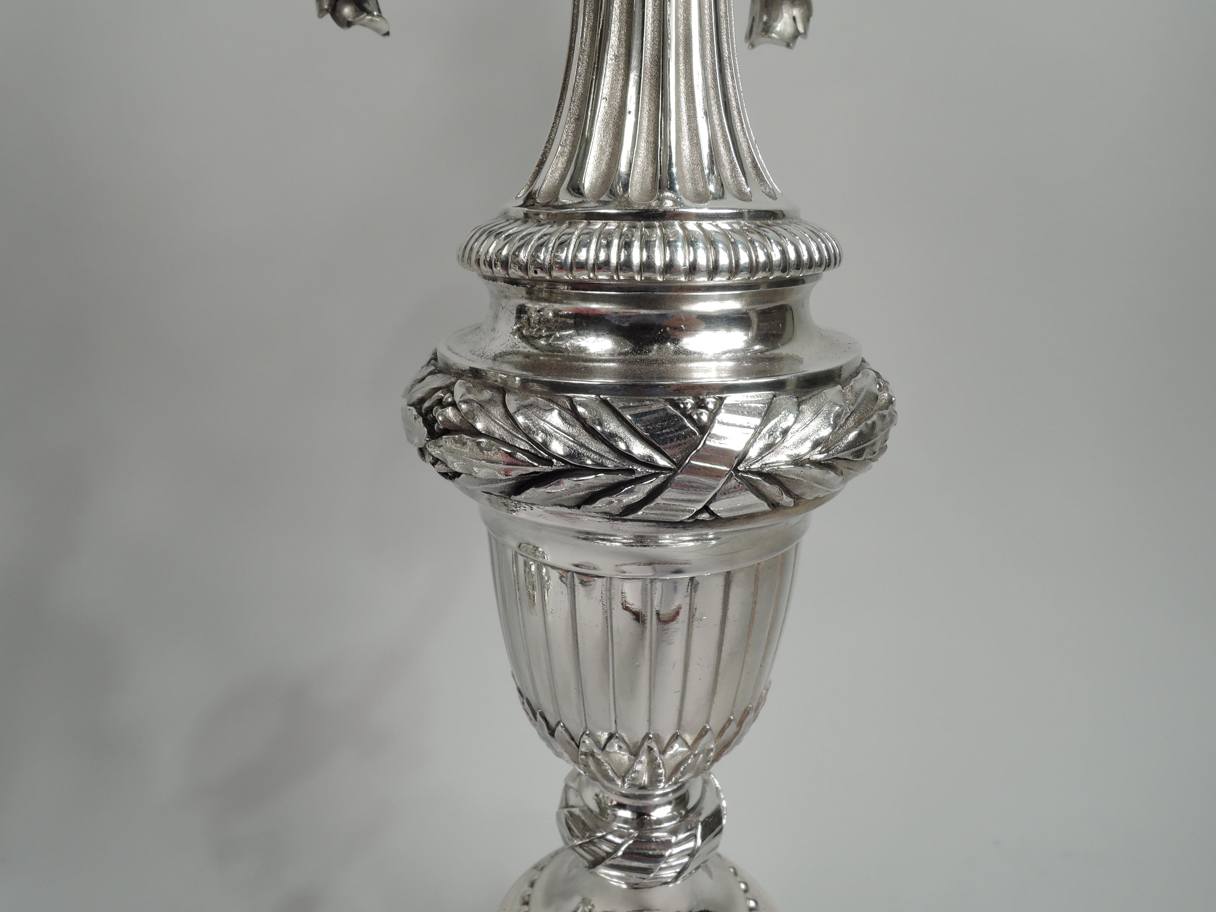 Pair of French Belle Epoque Silver 5-Light Candelabra by Linzeler 1