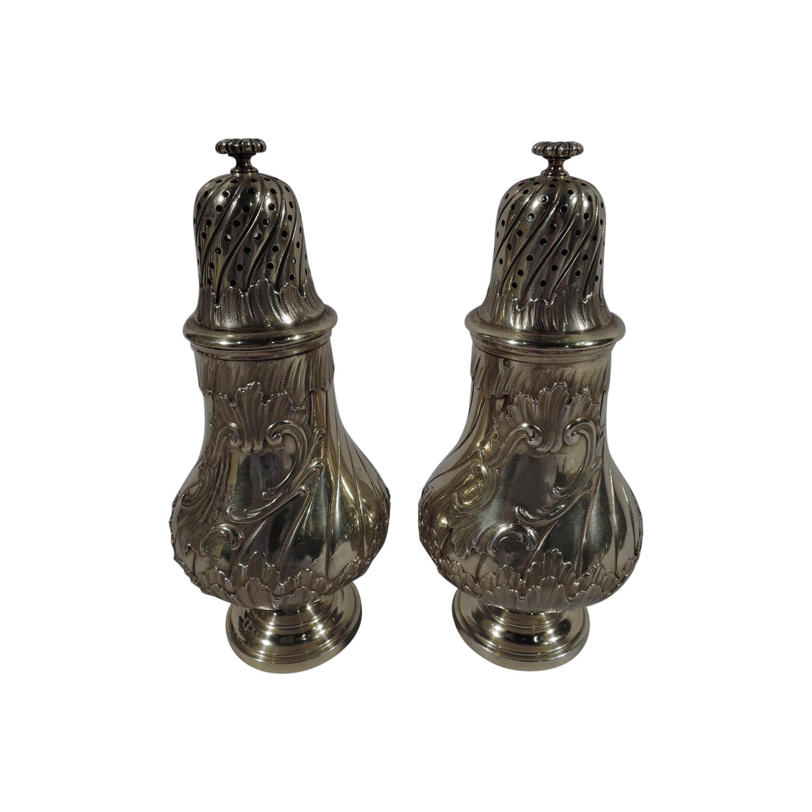 Pair of French Belle Epoque Silver Gilt Sugar Casters by Odiot