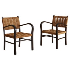 Pair of French Bentwood Rope Chairs, 1950s