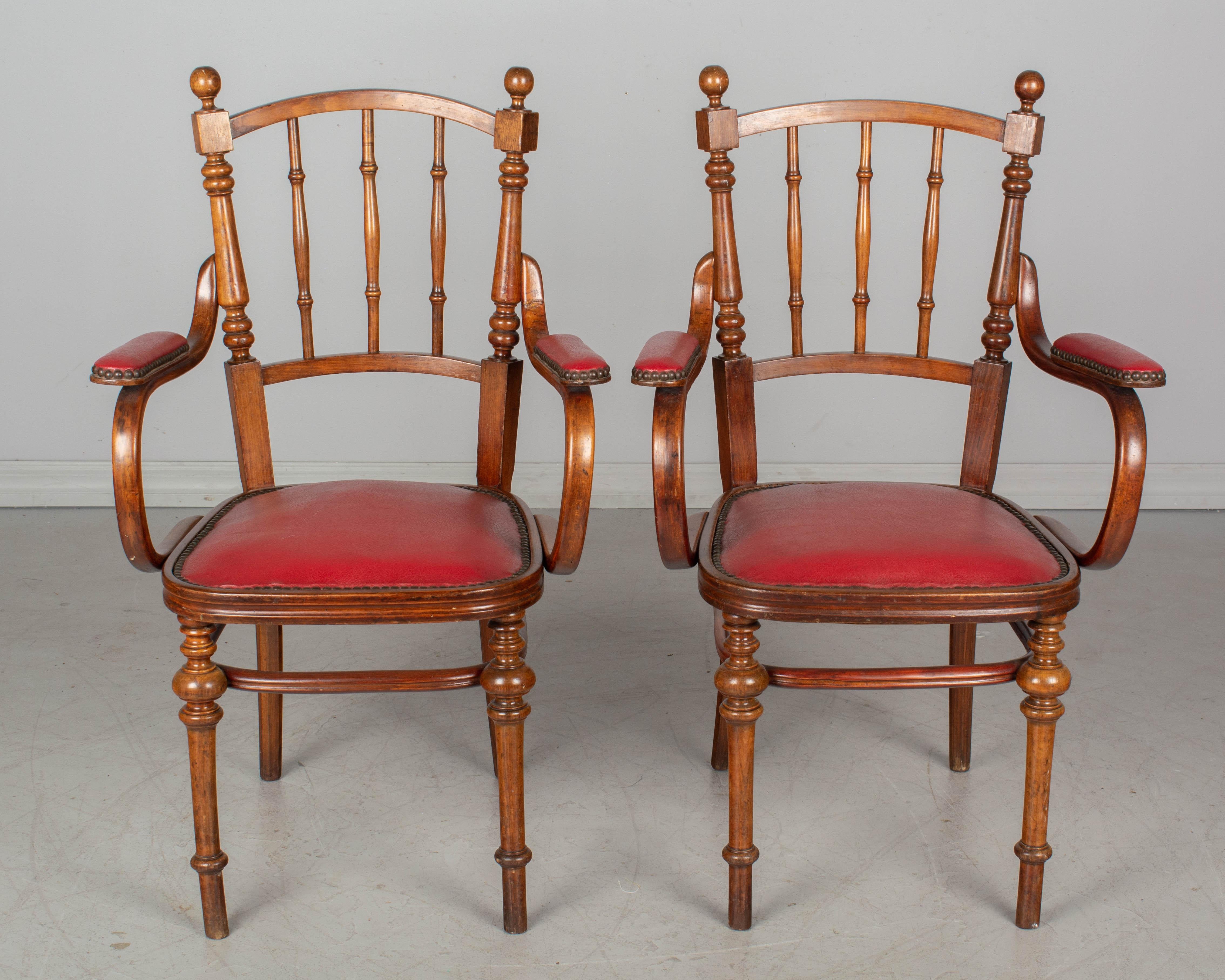 Pair of French Bentwood Thonet Style Armchairs In Good Condition For Sale In Winter Park, FL