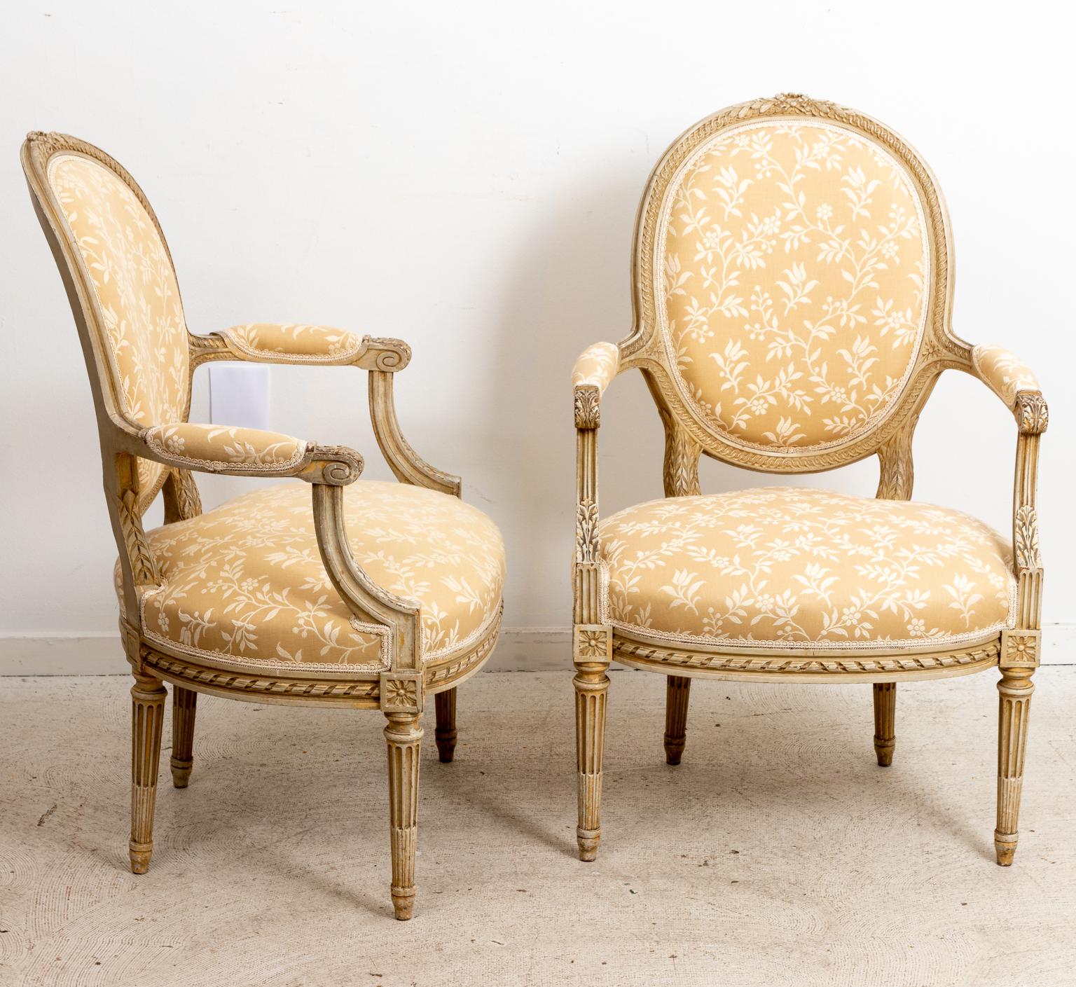 Upholstery Pair of French Bergere Chairs