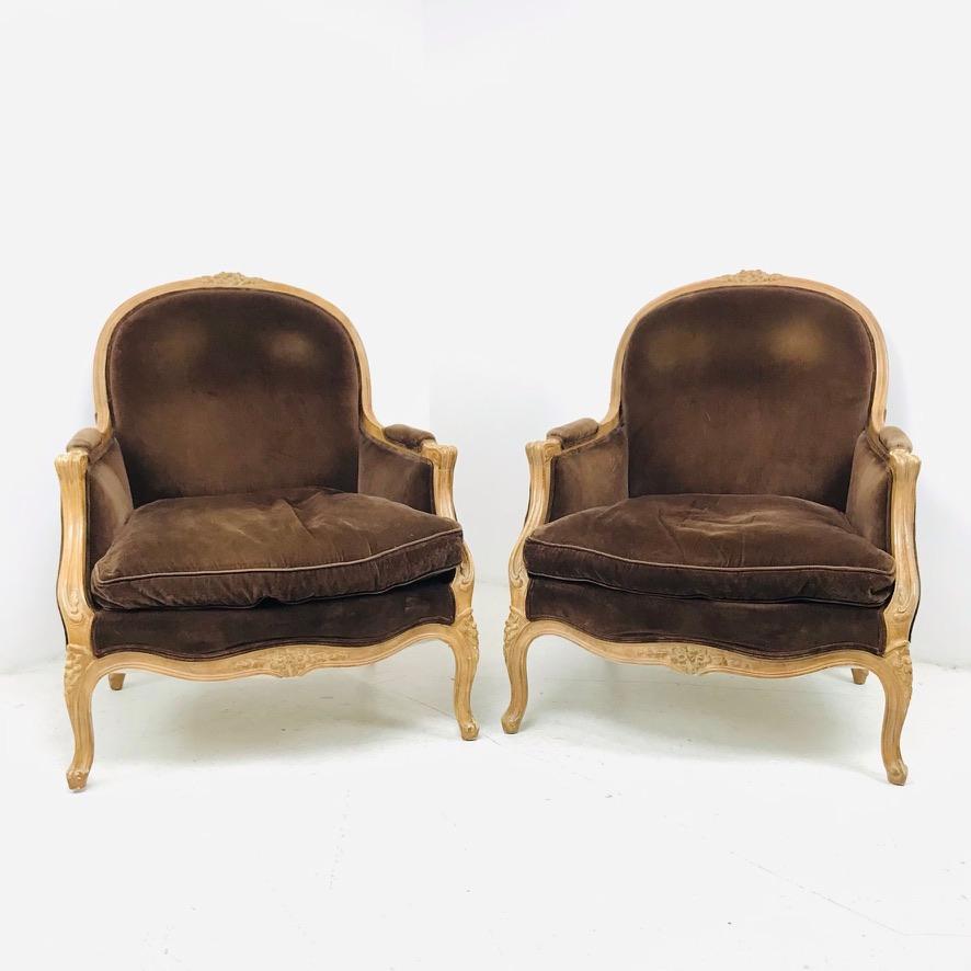 Pair of French Bergere Chairs with Ottoman 3