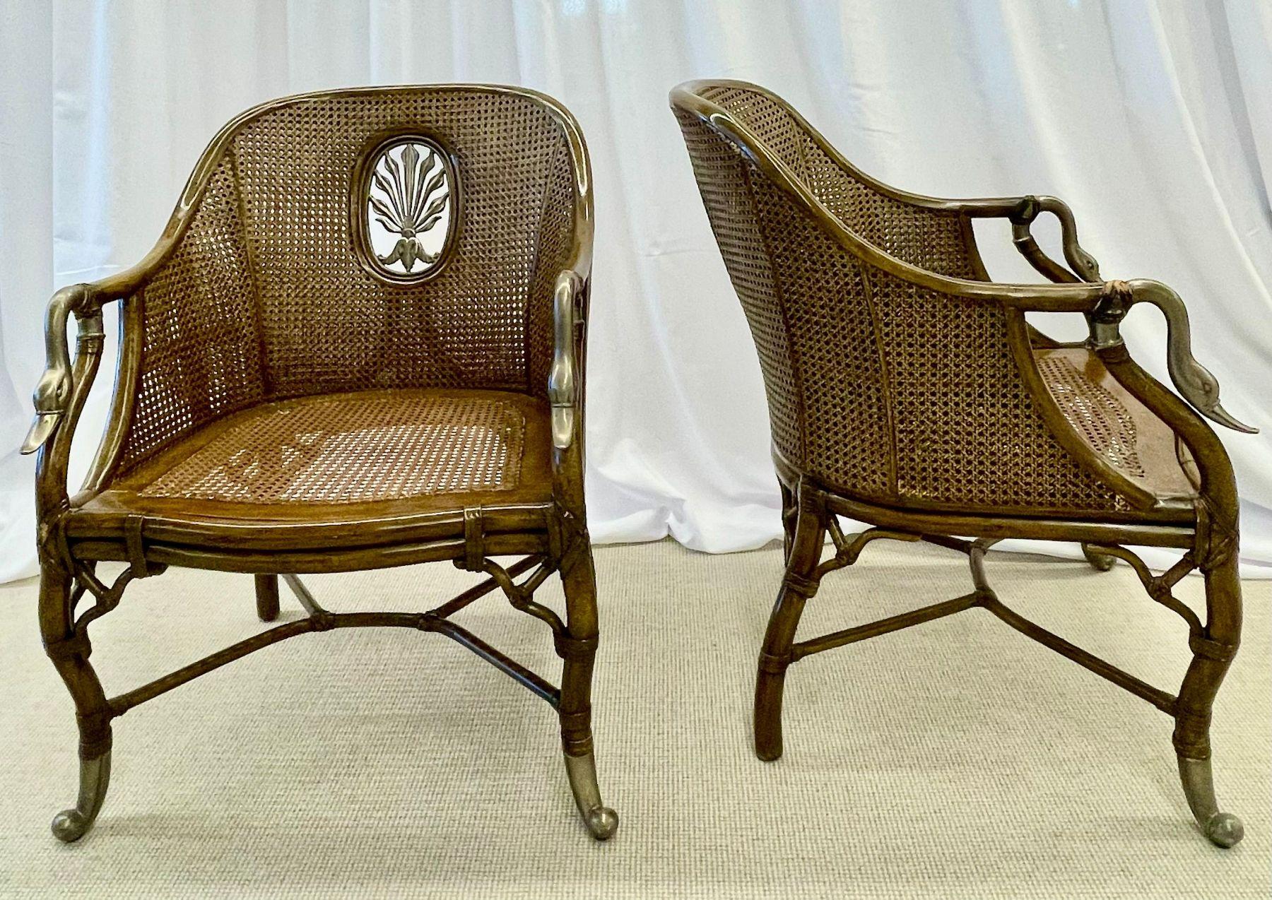 Mid-20th Century French Design, Arm Chairs, Tortoise, Brown Cane, Silver, France, 1950s For Sale