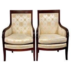 Antique 19th Century Pair of French Empire Bergeres Armchairs