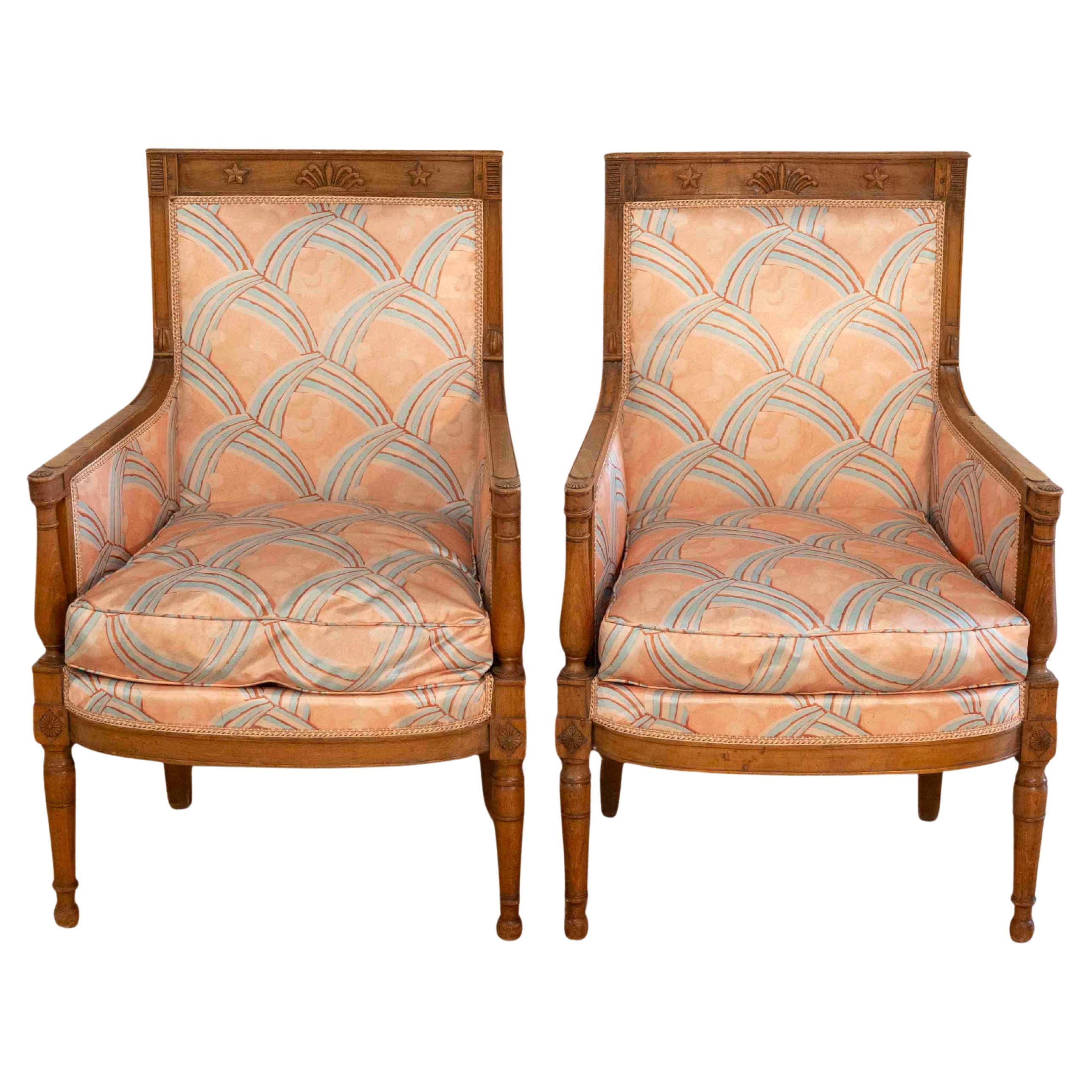 Pair of French bergères, circa 1830–1840 en venta