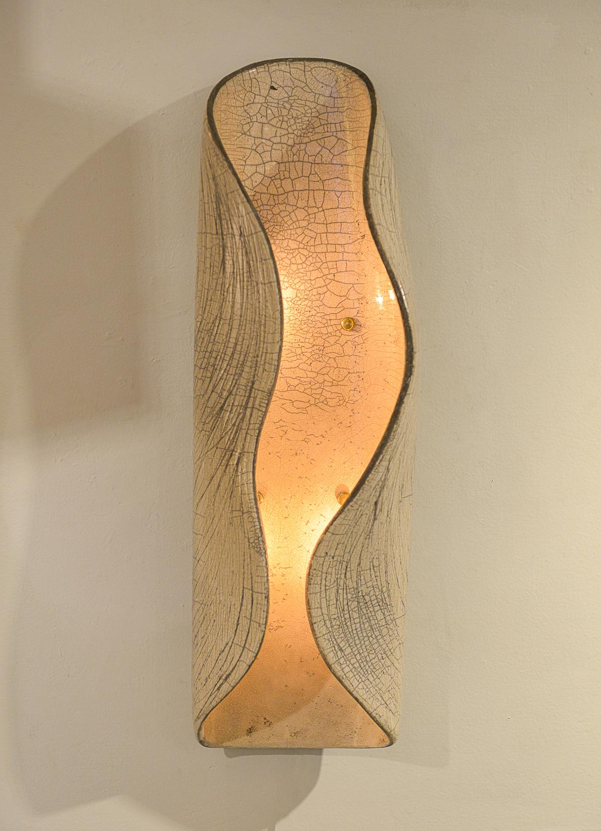 Organic Modern Pair of French Bespoke Ceramic Sconces  For Sale