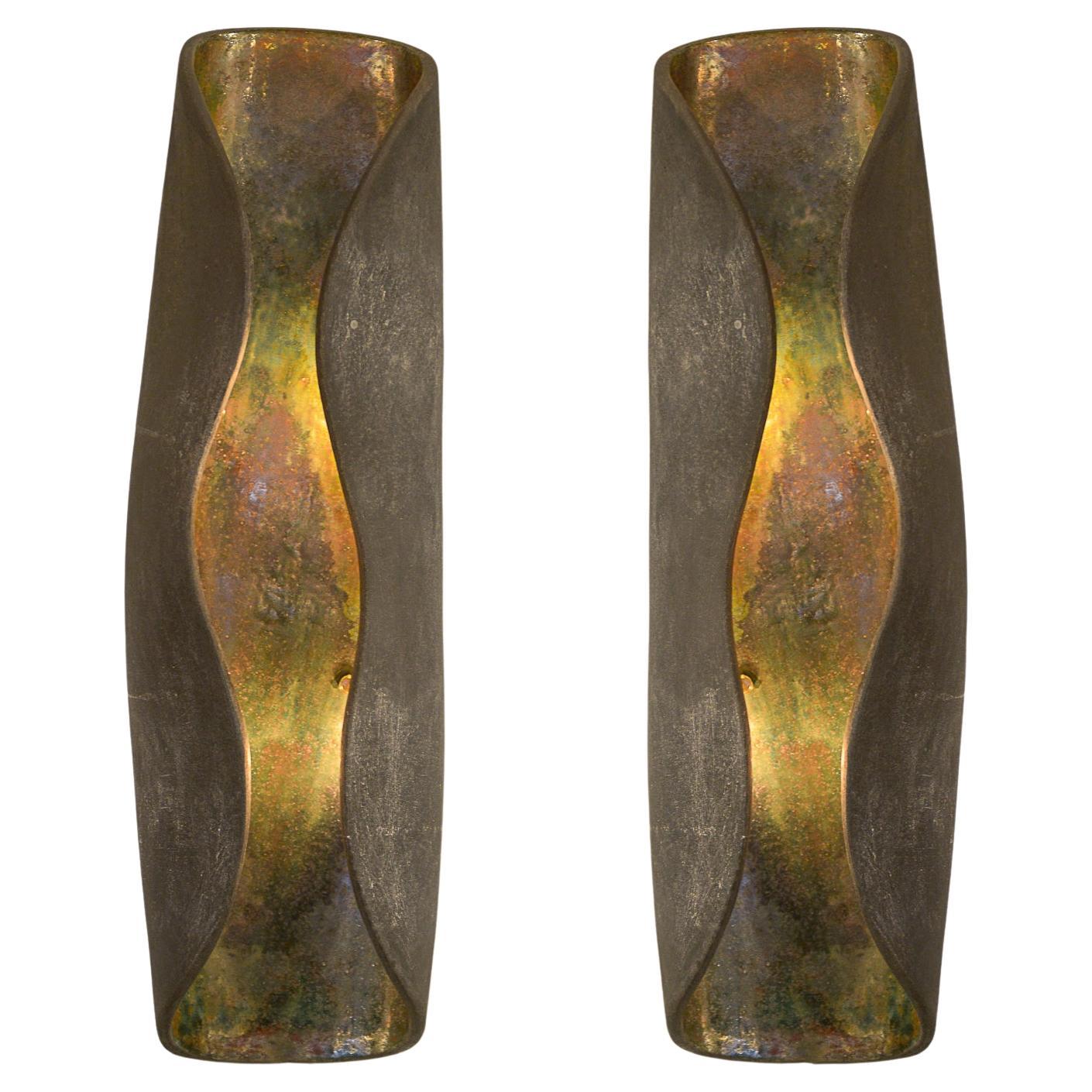 Pair of French Bespoke Sculptural Ceramic Sconces
