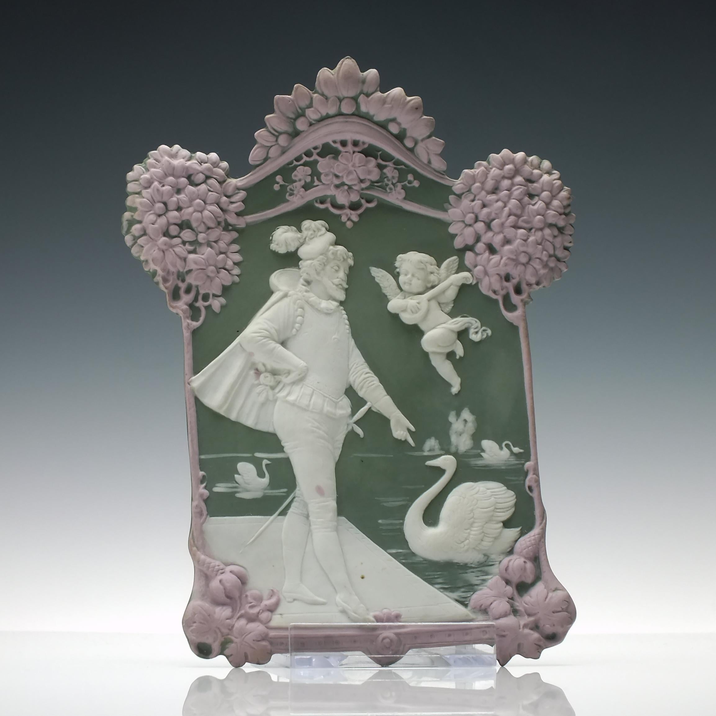 Late 19th Century Pair of French Bisque Porcelain Plaques, 1880 For Sale