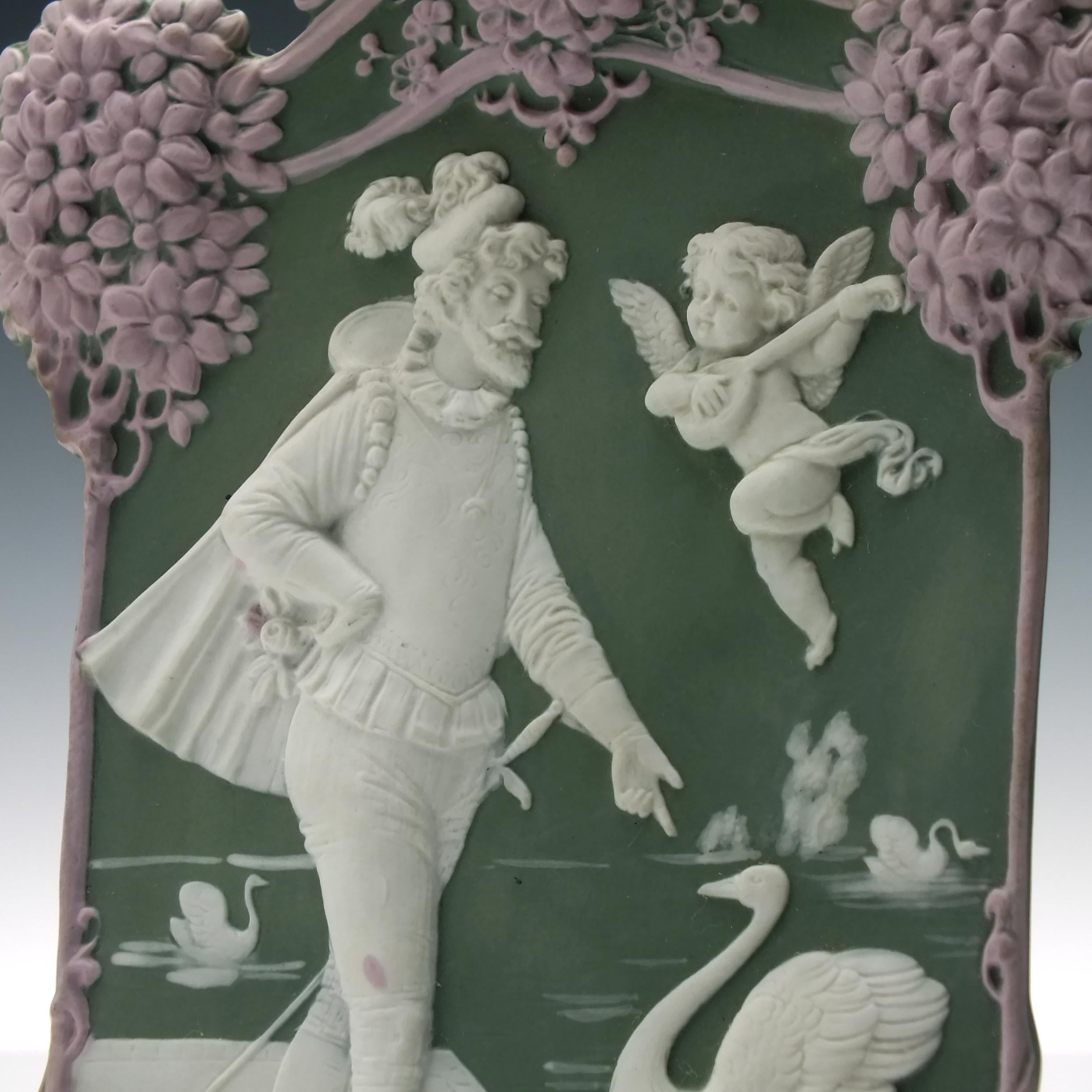 Pair of French Bisque Porcelain Plaques, 1880 For Sale 1