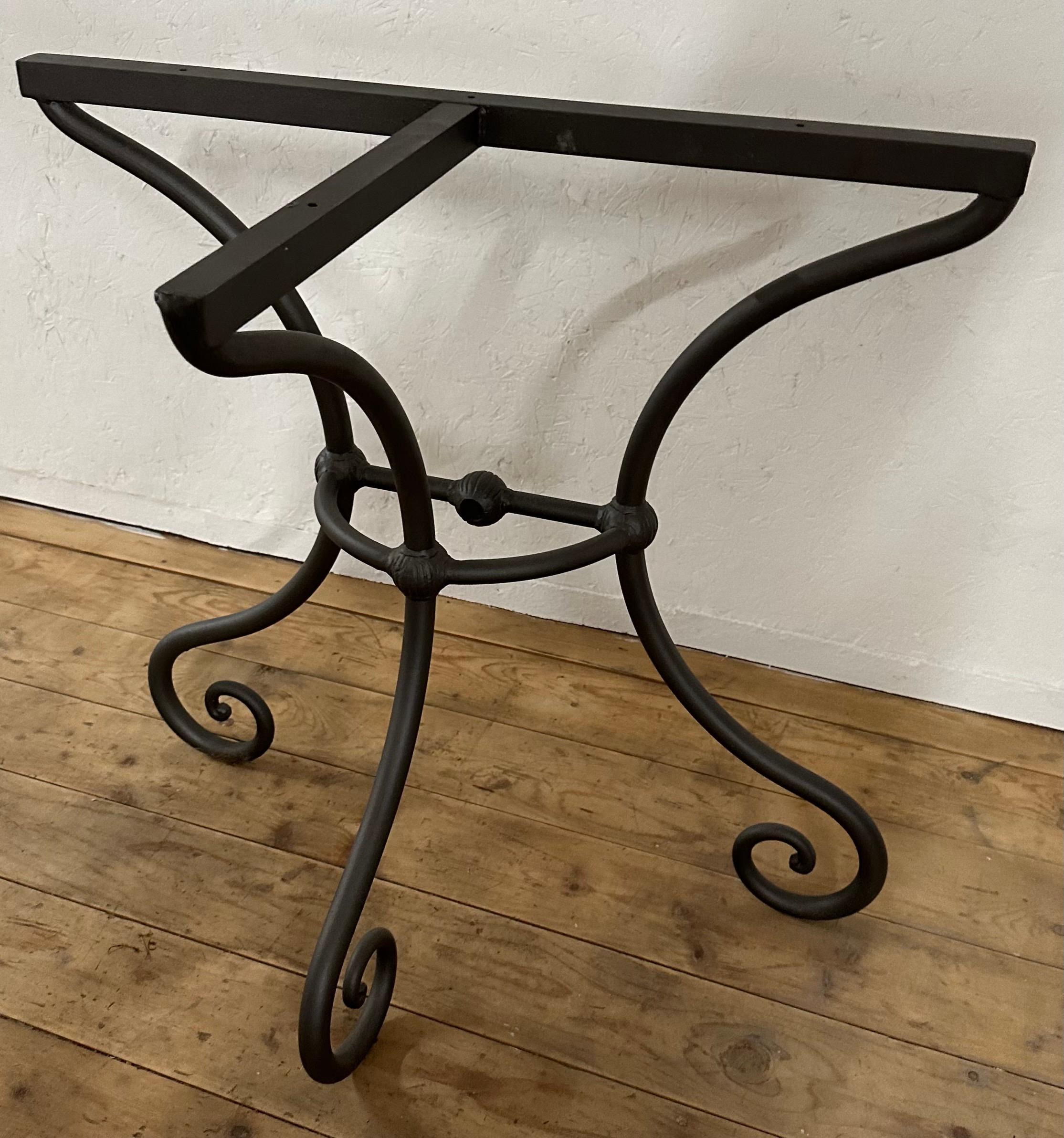 Pair of French Bistro Style Demi Lune Metal Dining Table base, Base Only For Sale 2