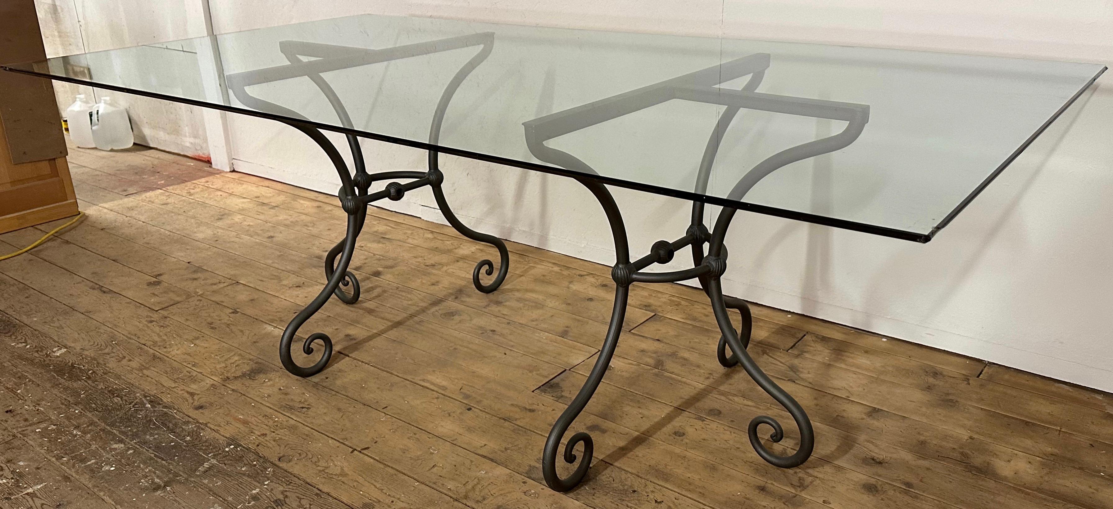 Pair of French Bistro Style Demi Lune Metal Dining Table base, Base Only For Sale 4