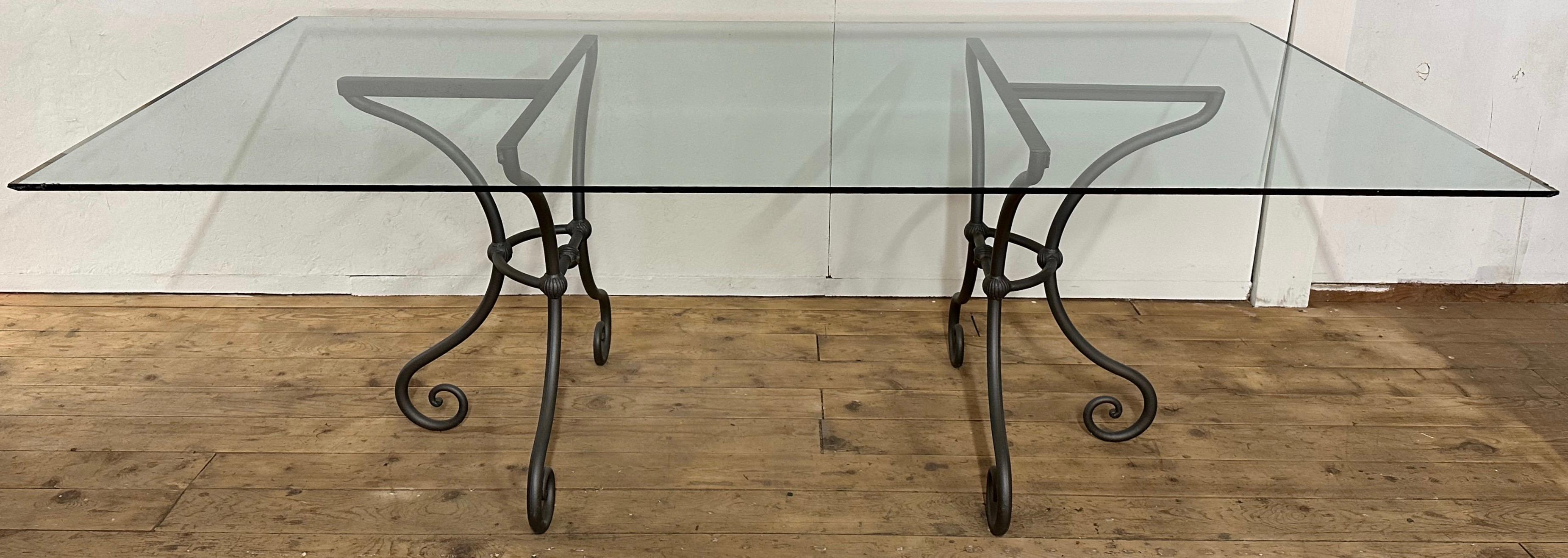 Pair of French Bistro Style Demi Lune Metal Dining Table base, Base Only For Sale 7