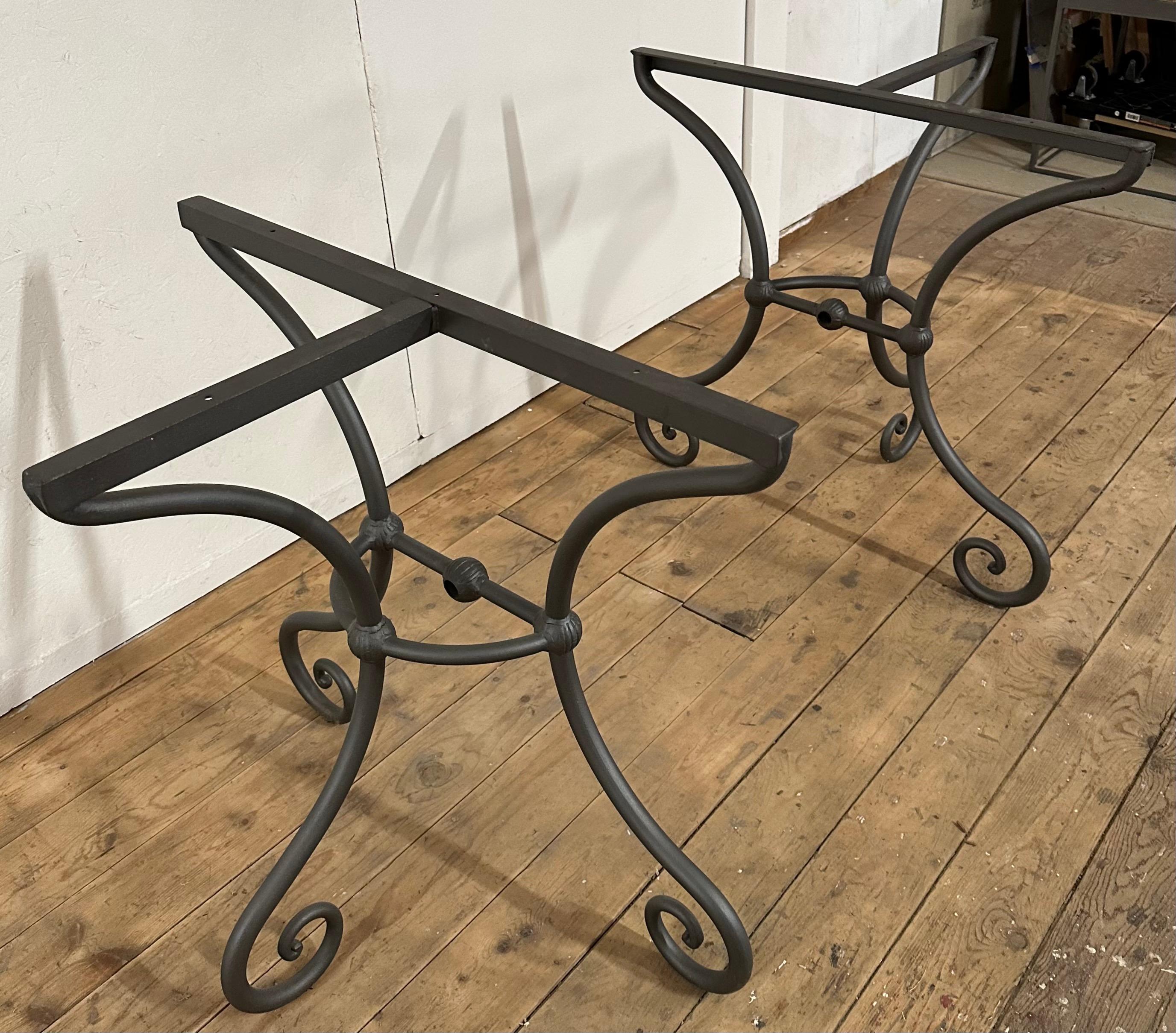 Cast Pair of French Bistro Style Demi Lune Metal Dining Table base, Base Only For Sale