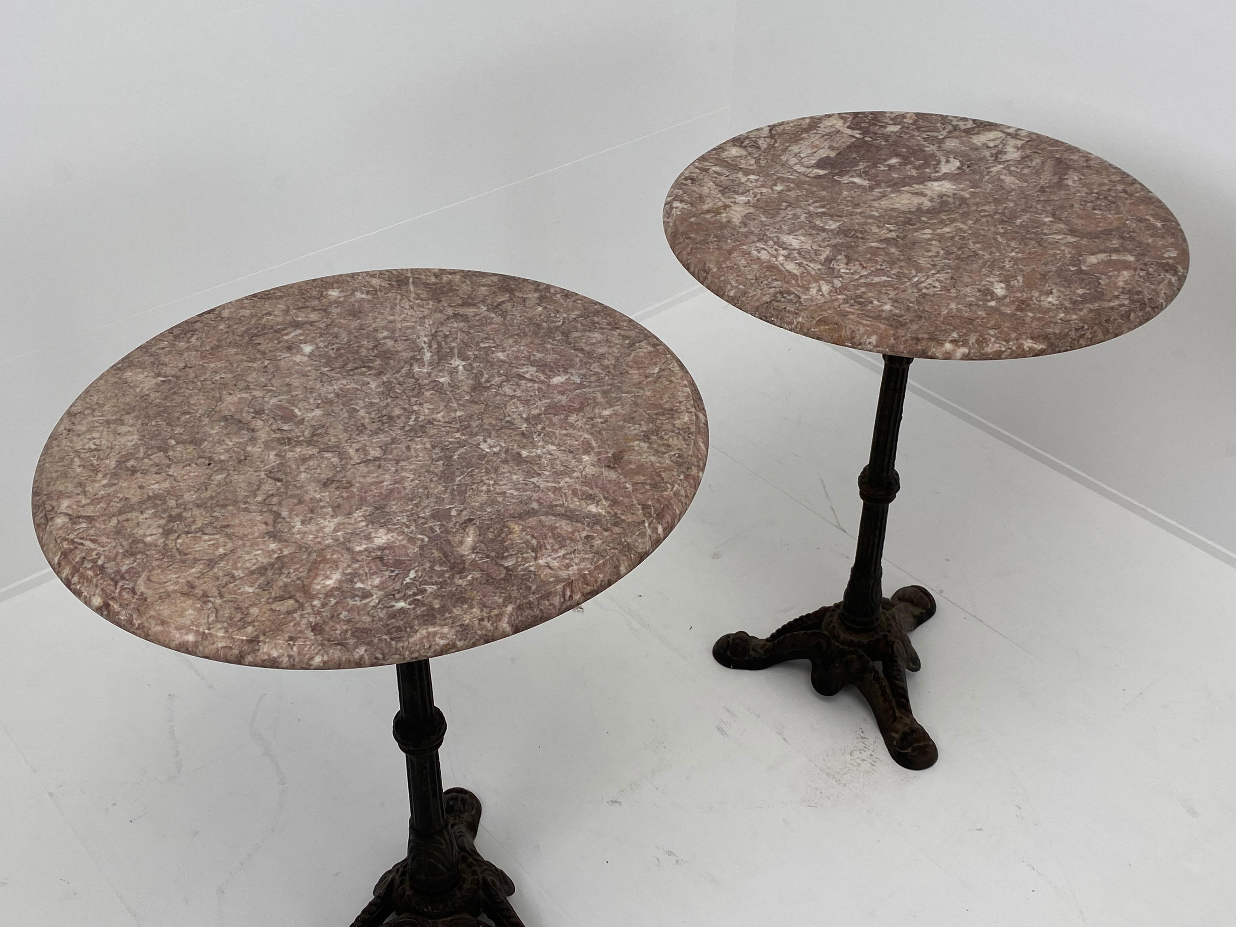 Pair of French Bistro Tables with Marble Top 2