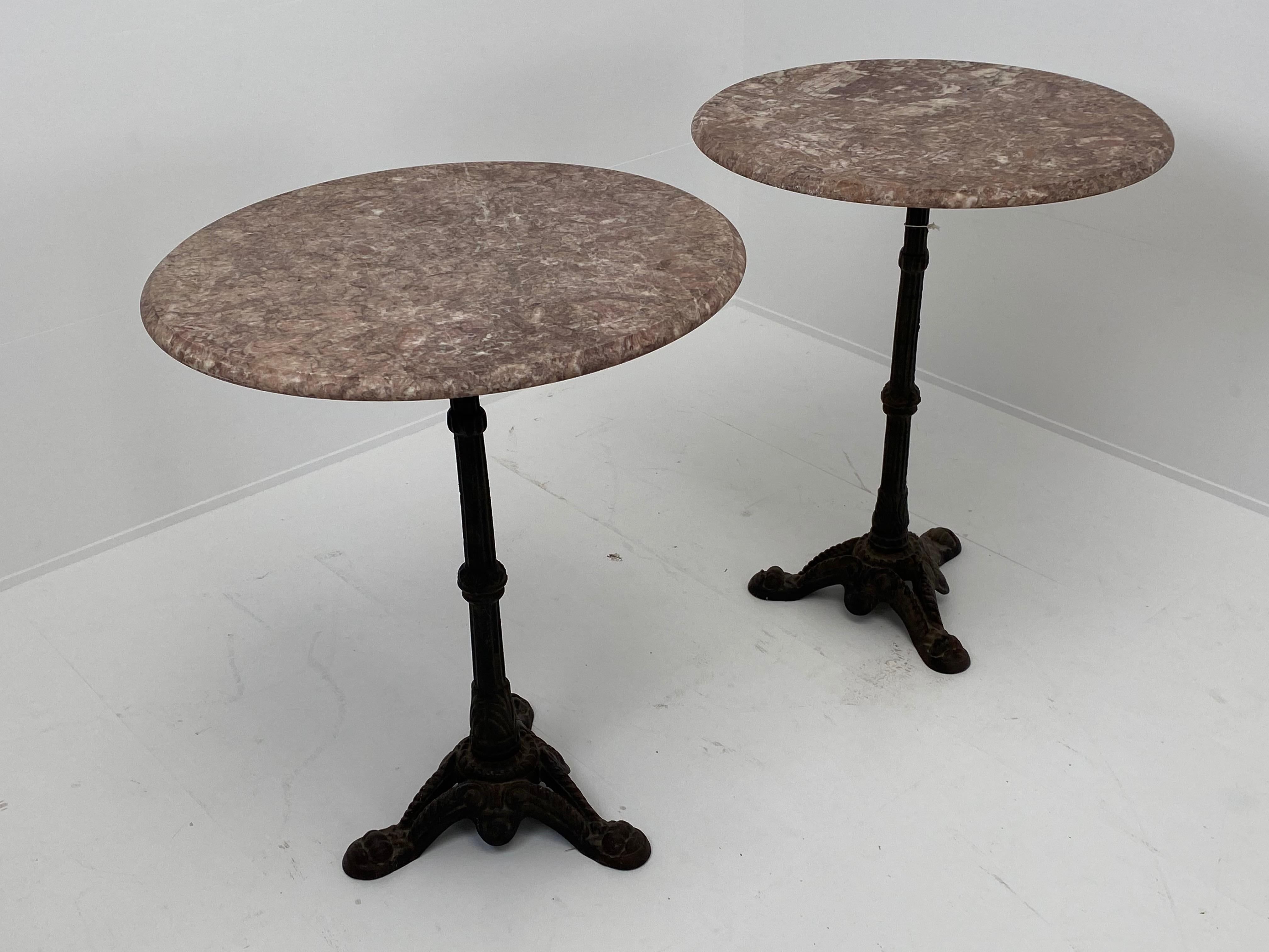 Pair of French Bistro Tables with Marble Top 3