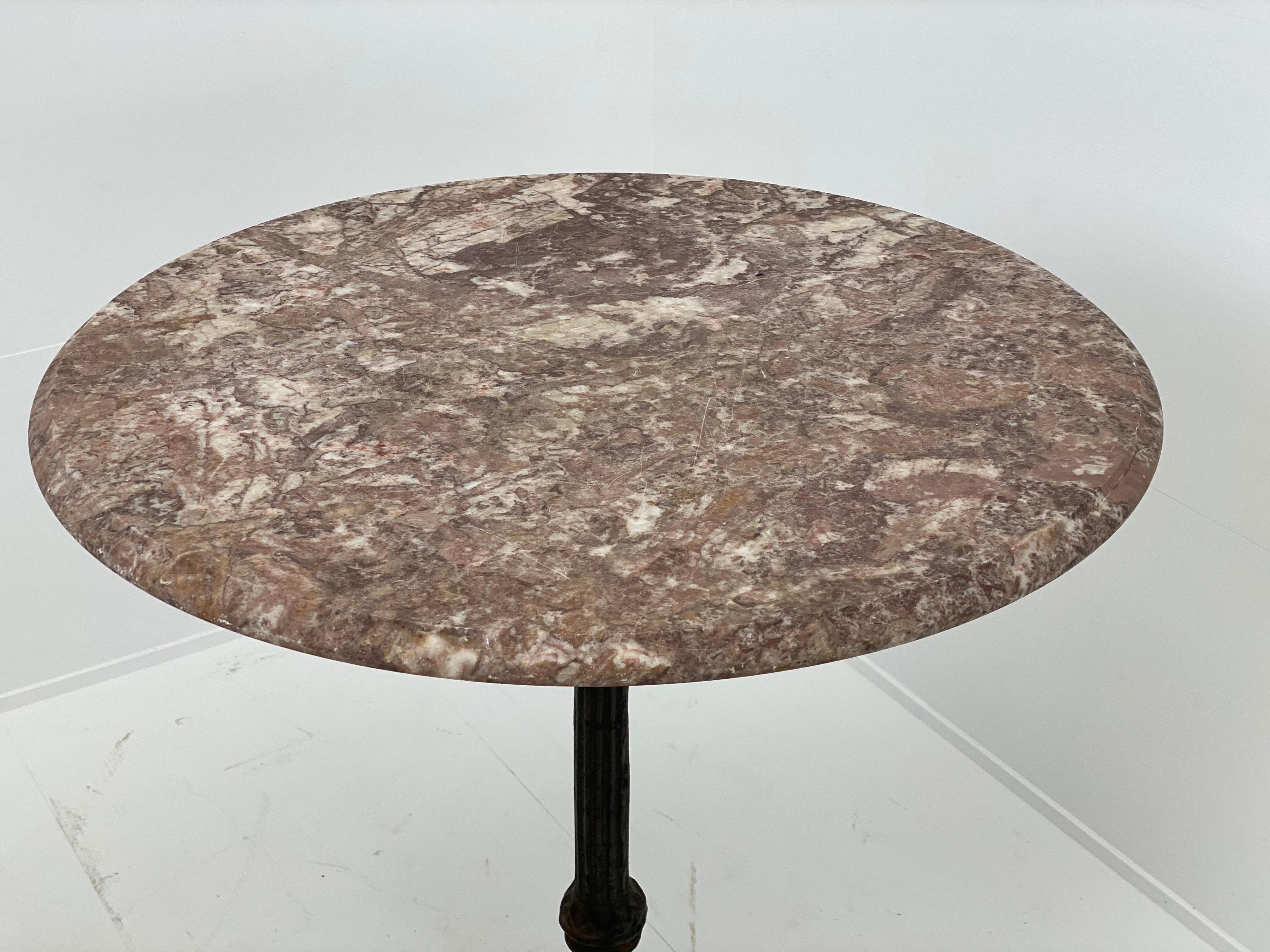 Pair of French Bistro Tables with Marble Top In Good Condition In Schellebelle, BE