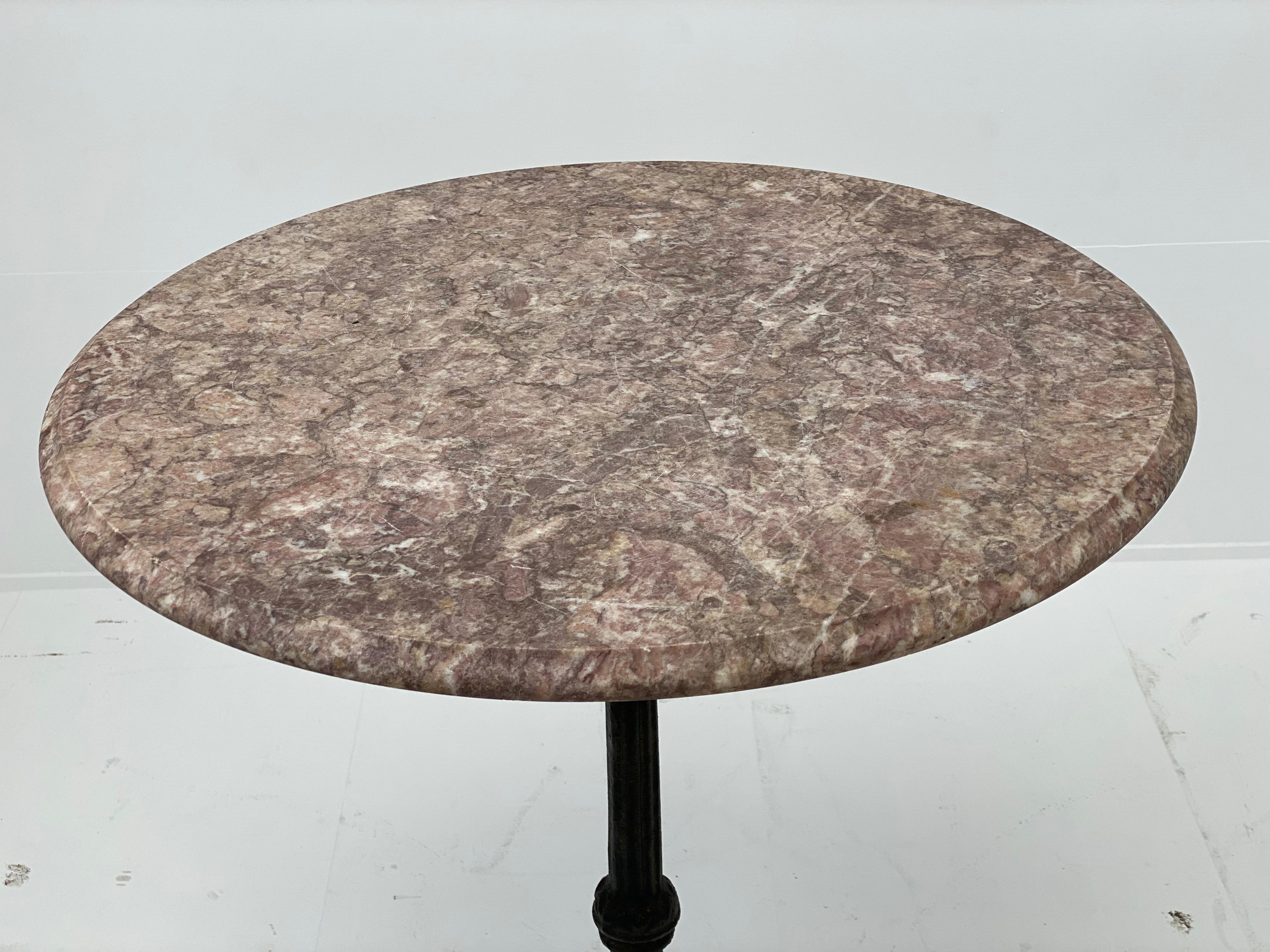 20th Century Pair of French Bistro Tables with Marble Top