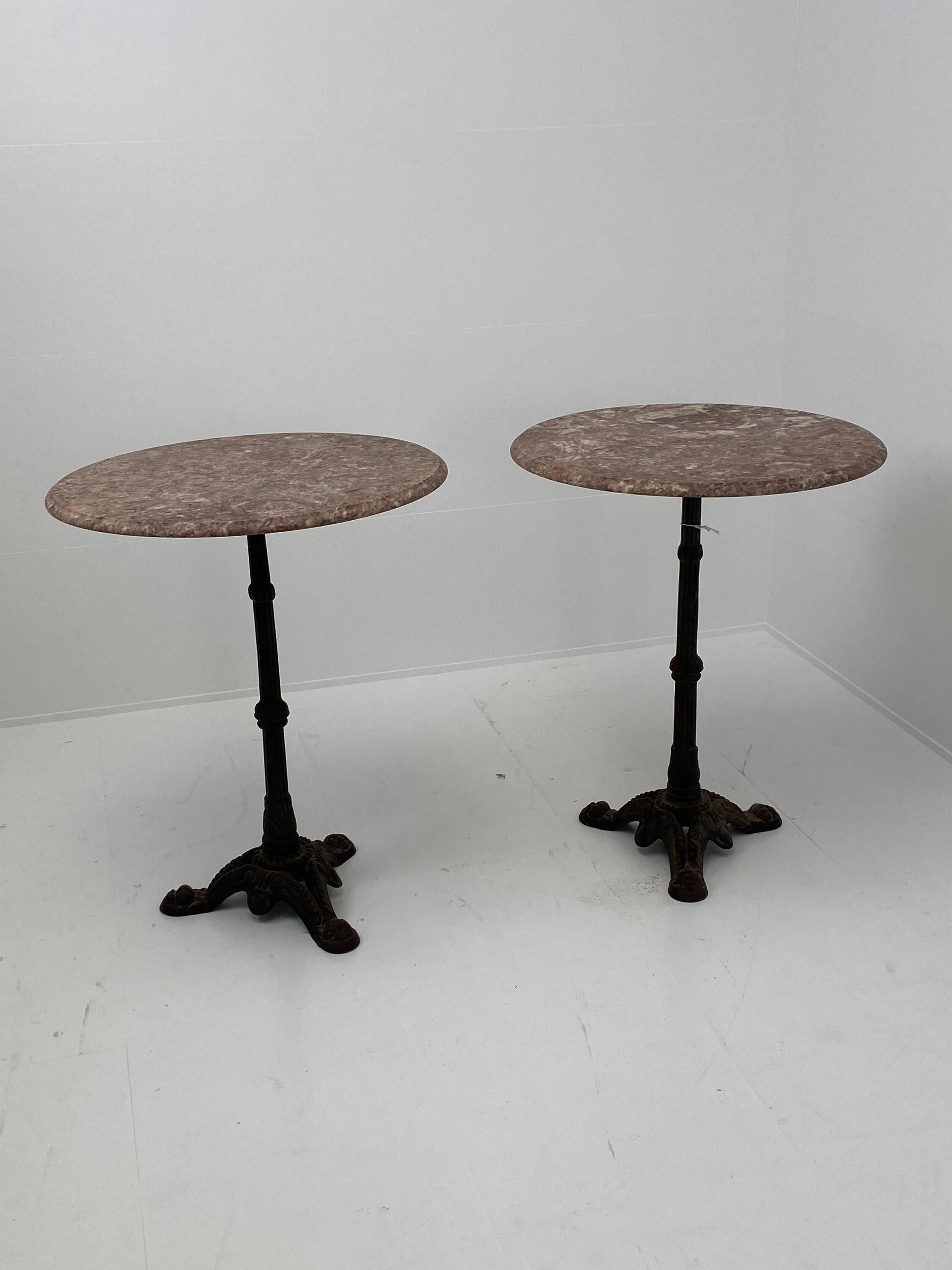 Pair of French Bistro Tables with Marble Top 1