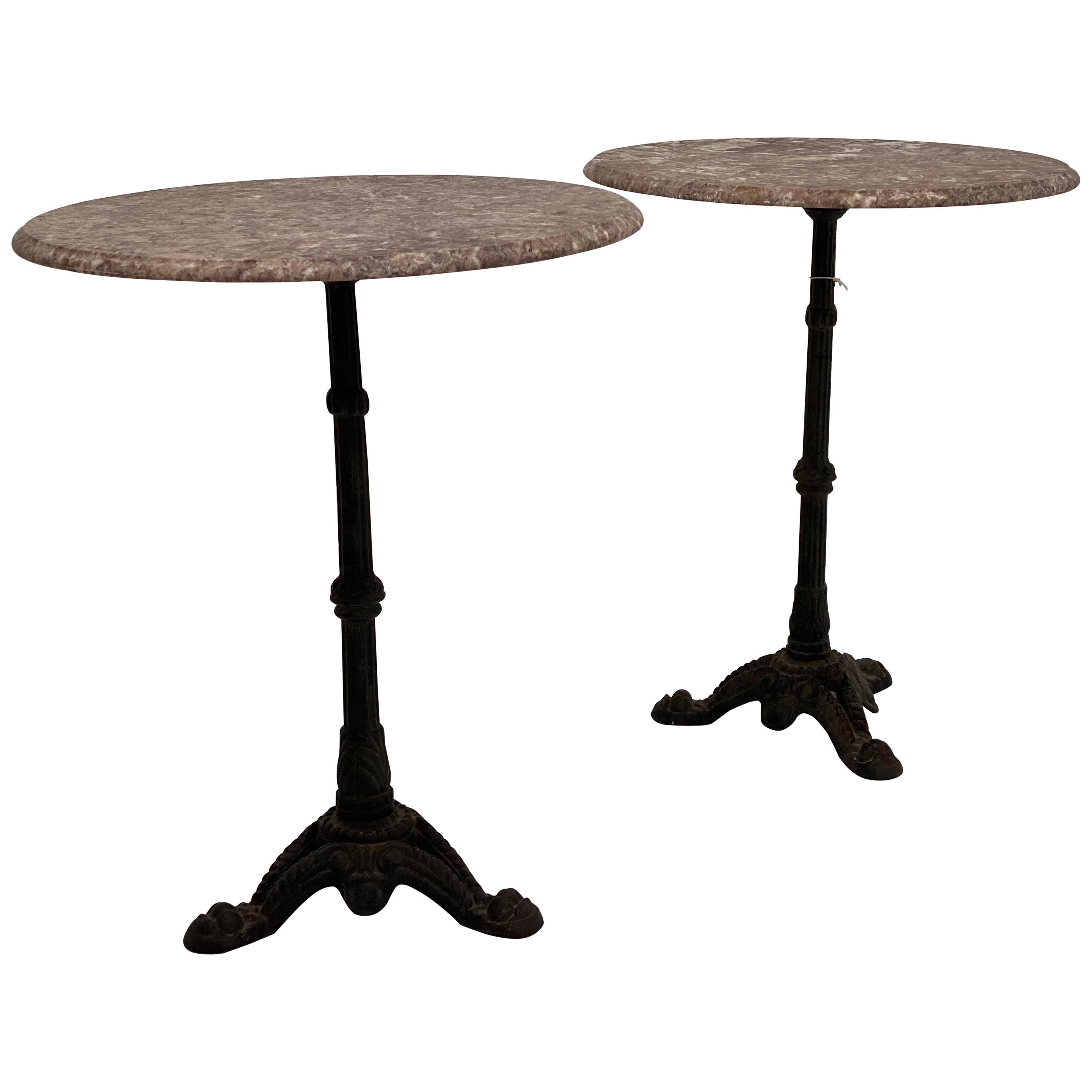 Pair of French Bistro Tables with Marble Top