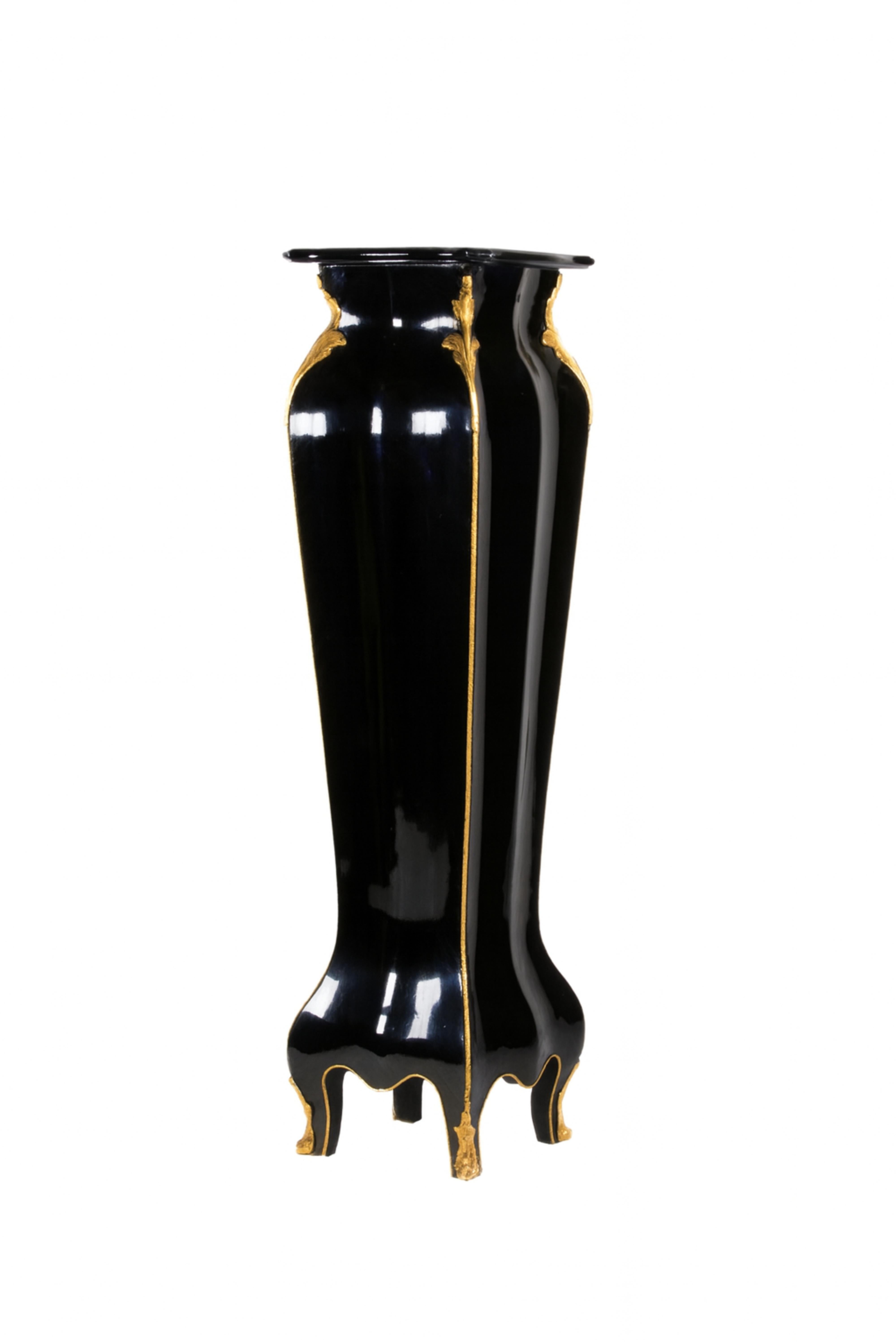 Coppia di piedistalli francesi in lacca nera Luigi XVI in bronzo dorato, XIX secolo in vendita 7