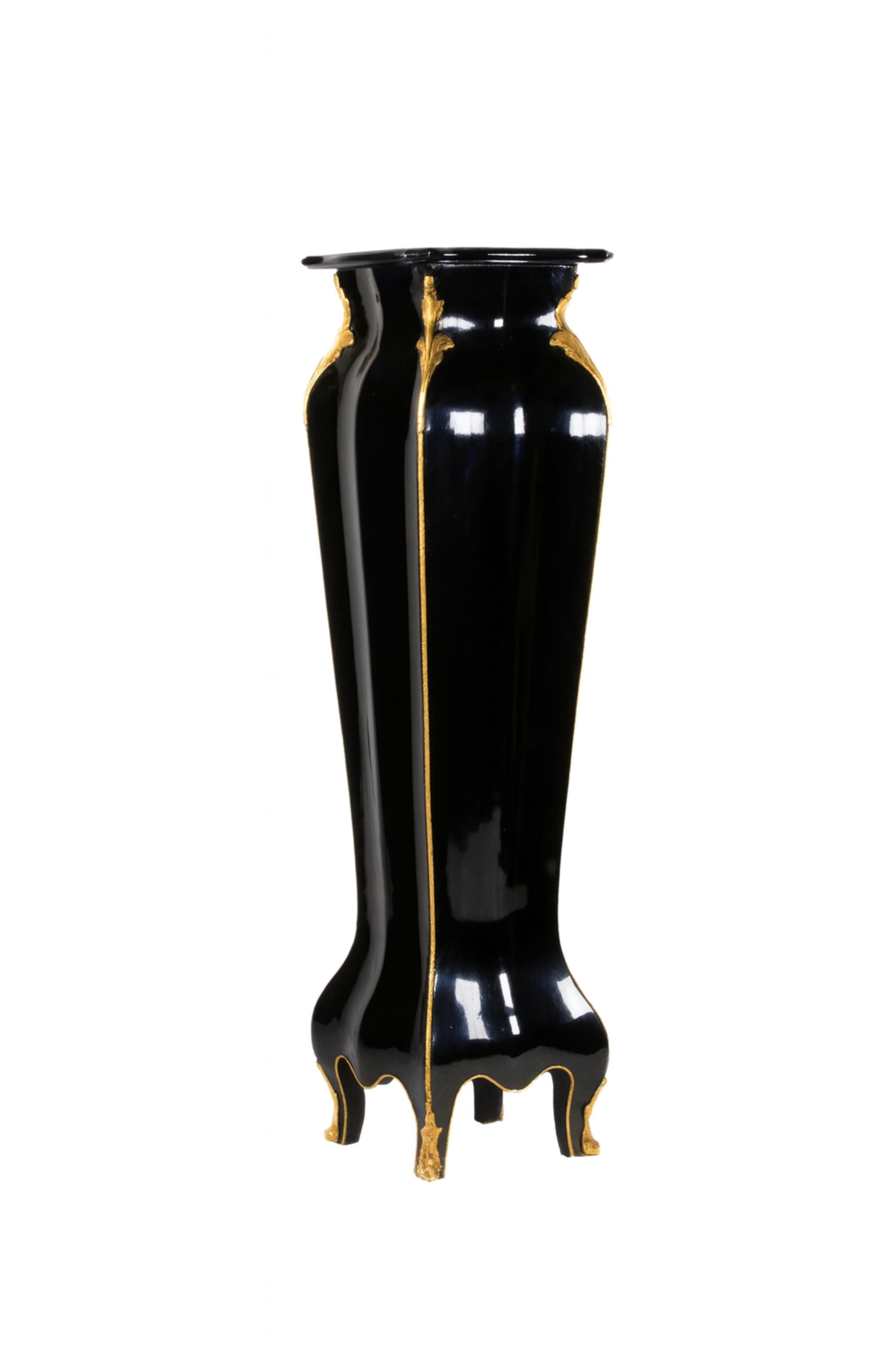 Coppia di piedistalli francesi in lacca nera Luigi XVI in bronzo dorato, XIX secolo in vendita 8