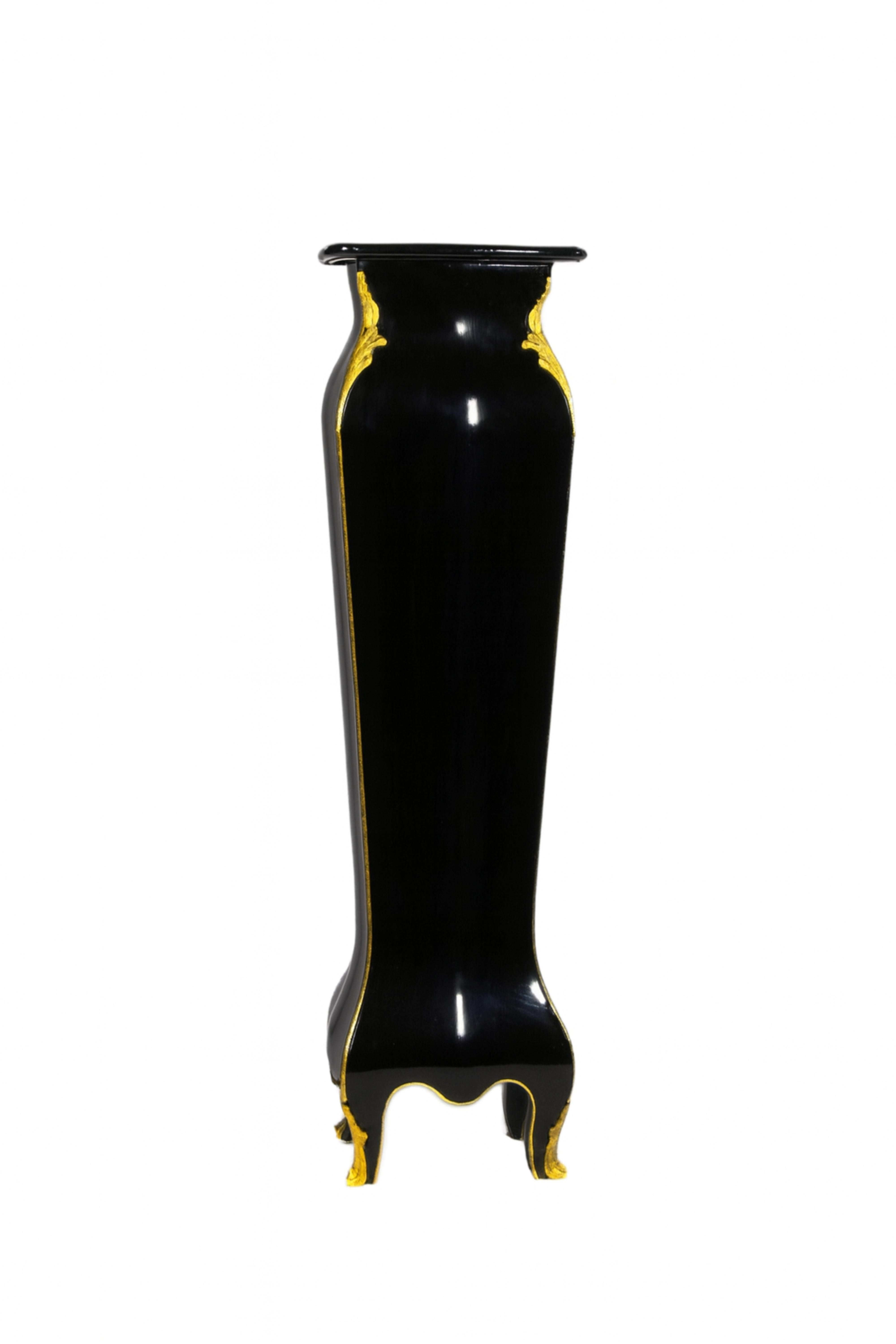 Coppia di piedistalli francesi in lacca nera Luigi XVI in bronzo dorato, XIX secolo in vendita 4