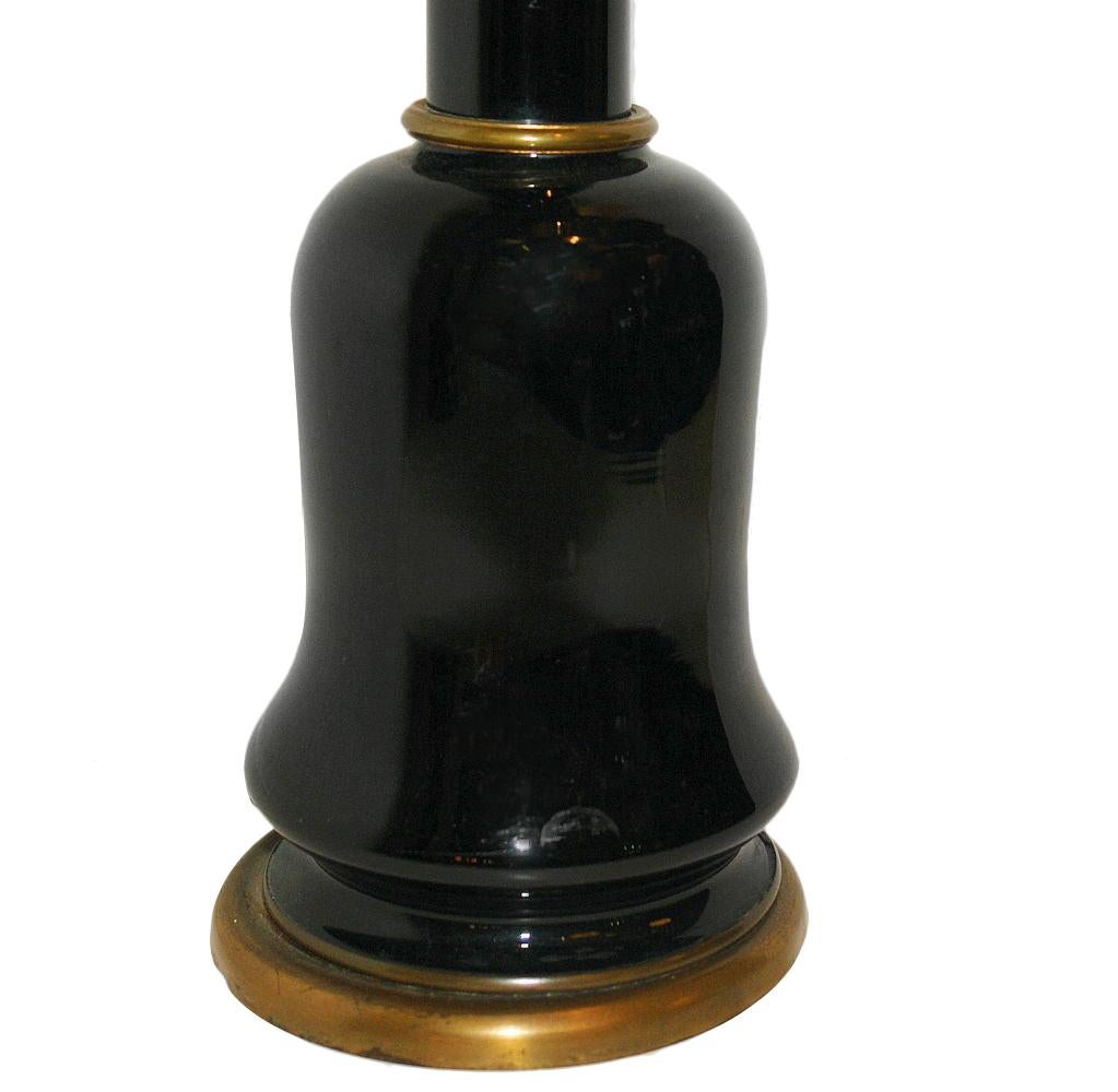 Pair of French Black Porcelain Lamps For Sale 1