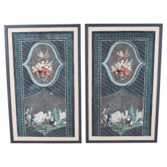 Pair of French Block-Printed Wallpaper Panels
