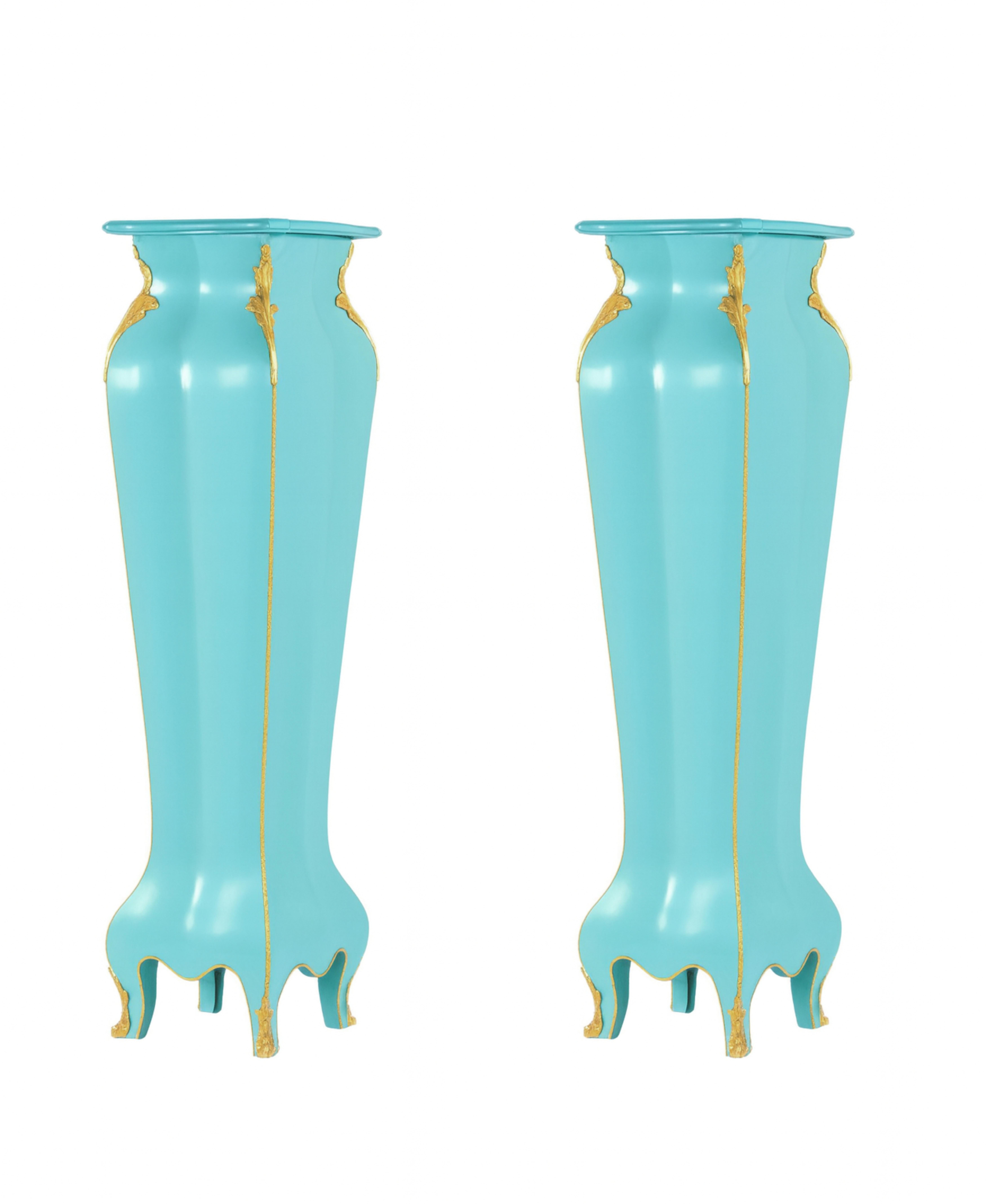 Francese Coppia di piedistalli a colonna Luigi XVI di colore blu uovo francese, XIX secolo in vendita