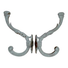 Antique Pair of French Blue Enameled Hooks