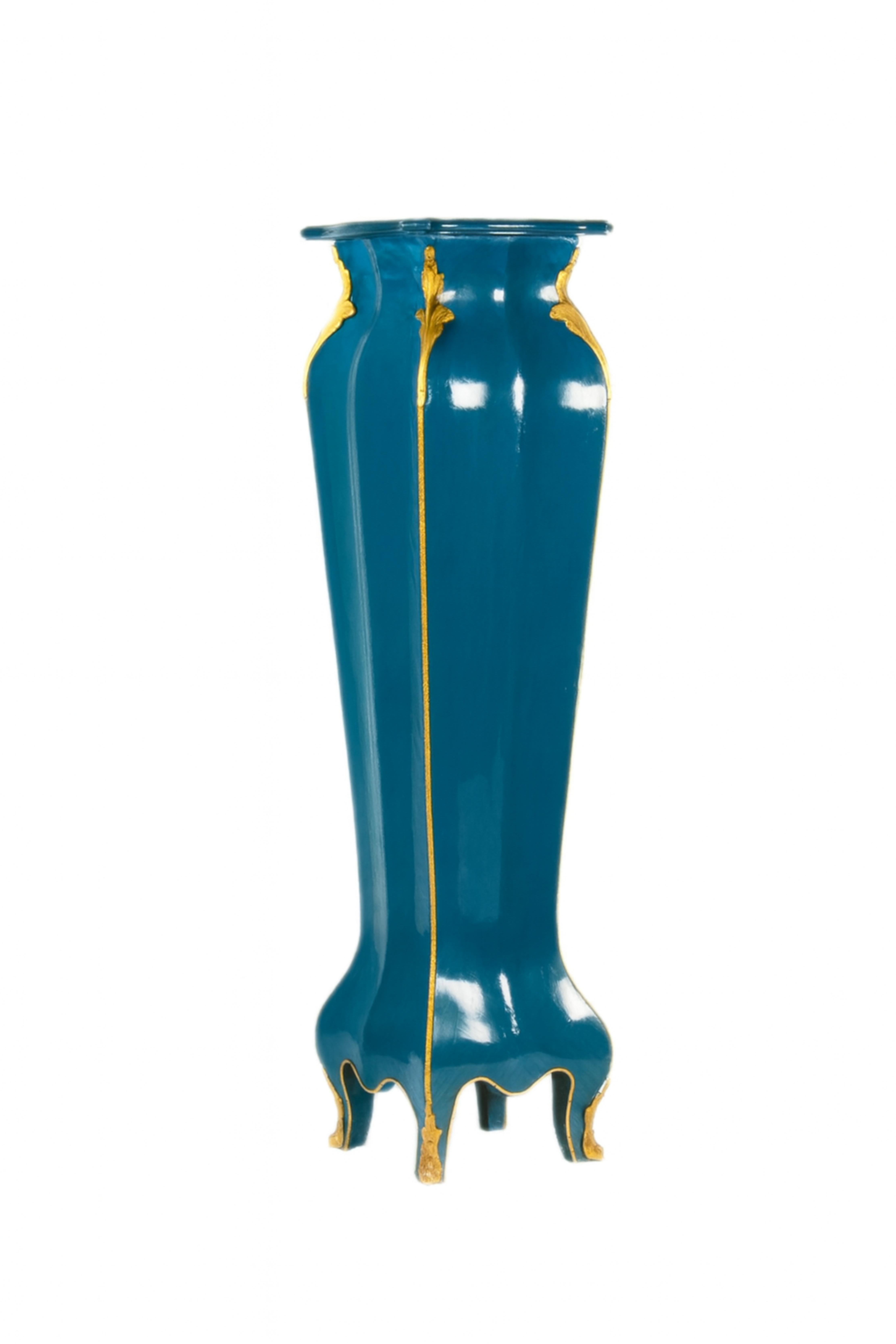 Paire de colonnes à piédestal de style Louis XVI, couleur bleu paon, 19e siècle en vente 4