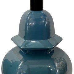 Französische blaue Porzellanlampen, Paar