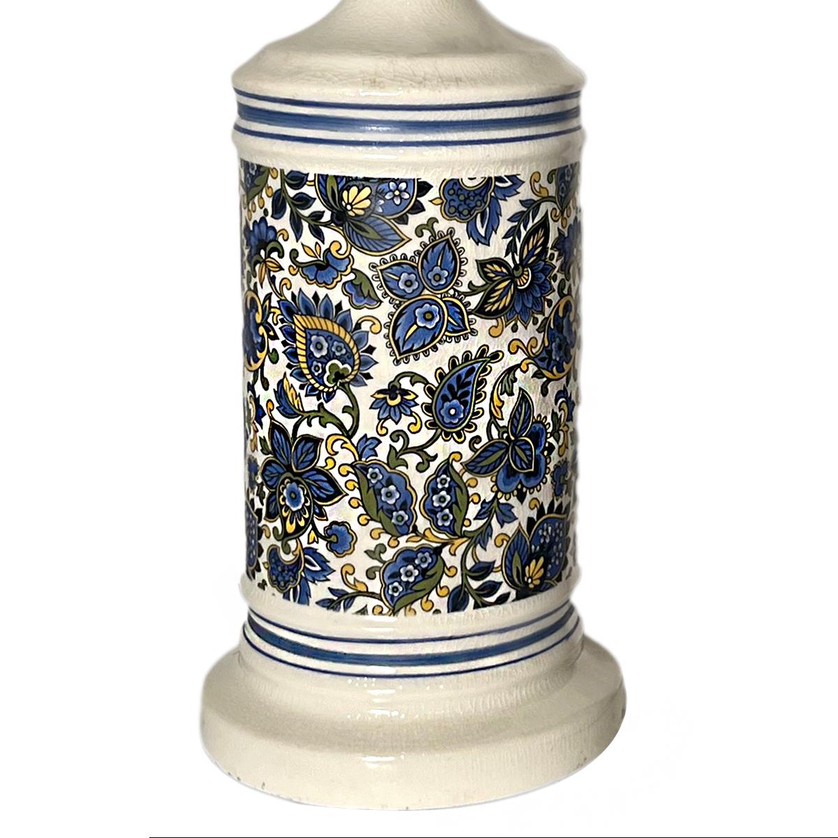Porcelain Pair of French Blue Table Lamps For Sale