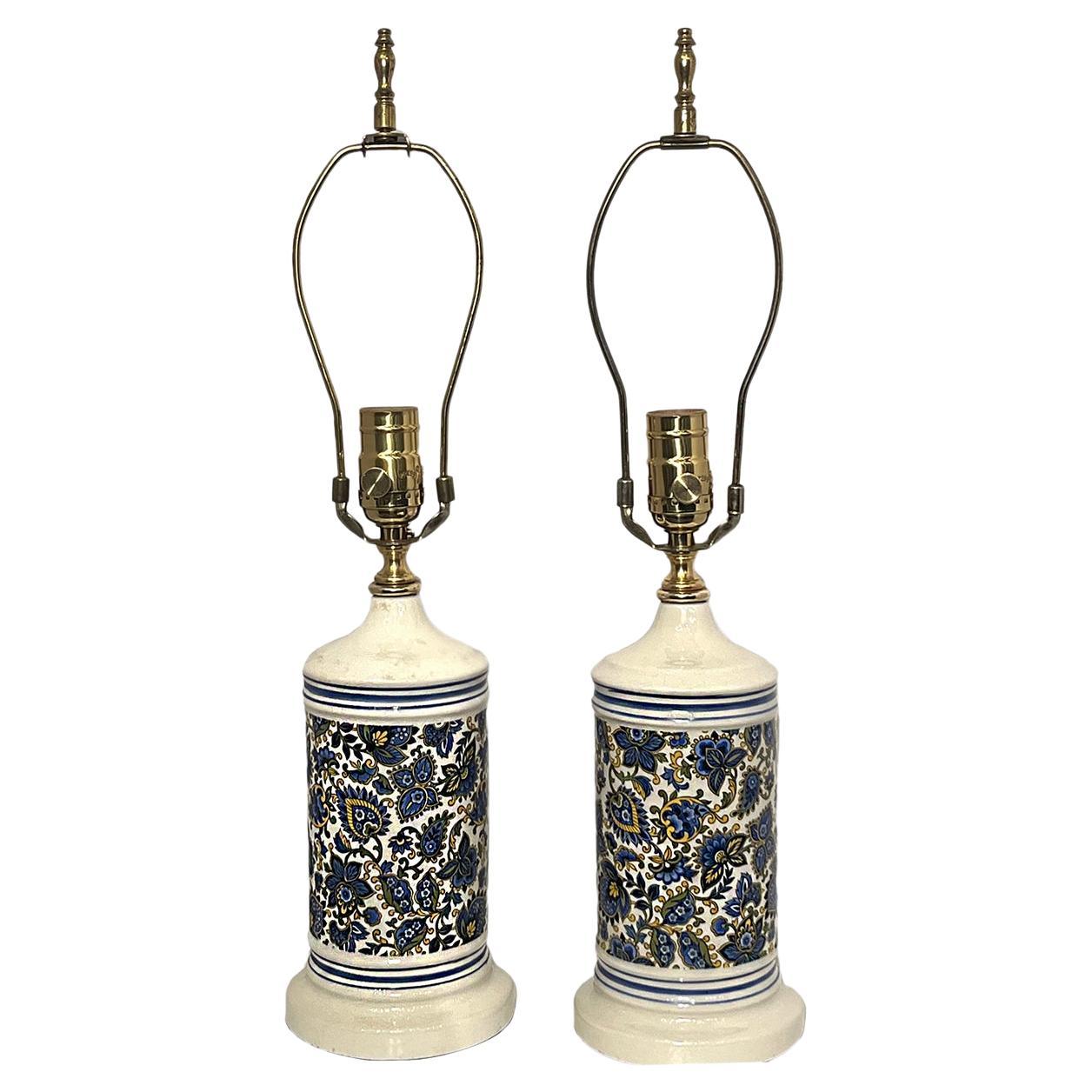 Pair of French Blue Table Lamps