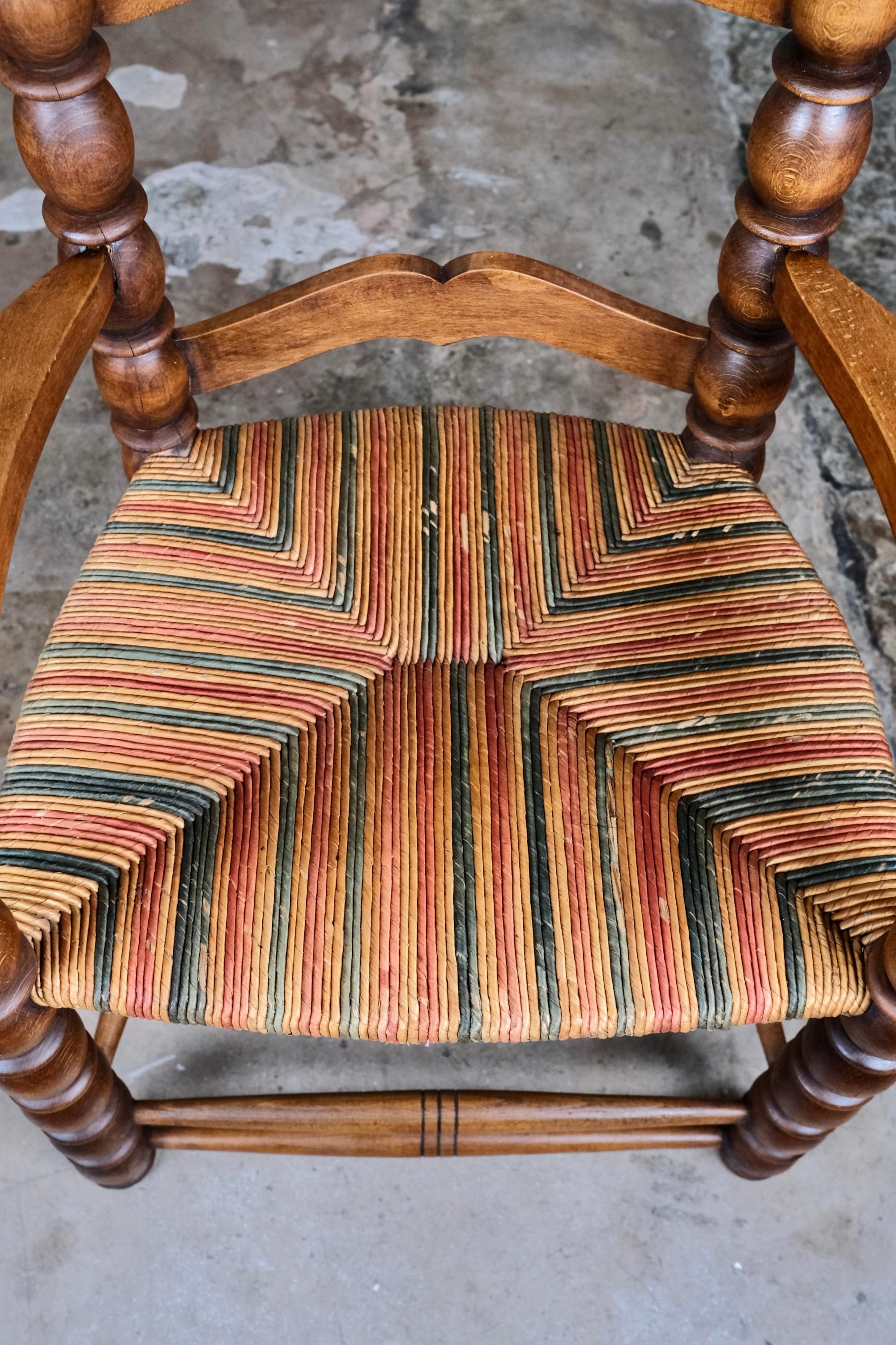 Pair of French bobbin armchairs in the style of Charles Dudouyt, 1940-50s For Sale 10