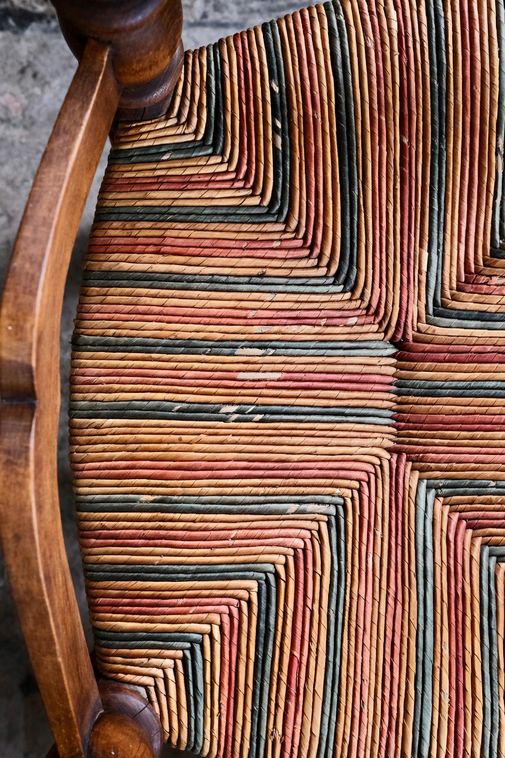 Pair of French bobbin armchairs in the style of Charles Dudouyt, 1940-50s For Sale 11