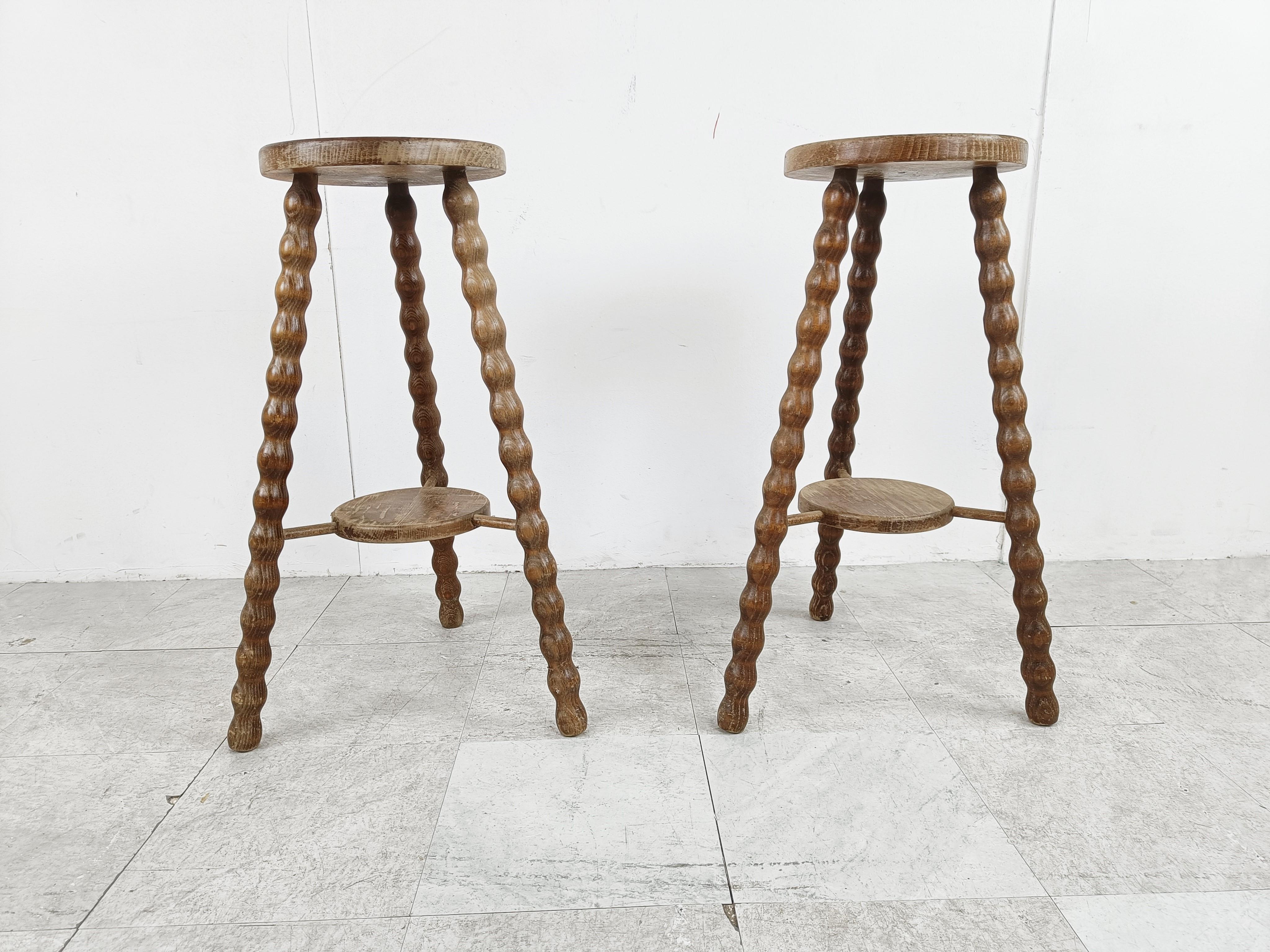 Pair of French Bobbin Bar Stools, 1950s 1