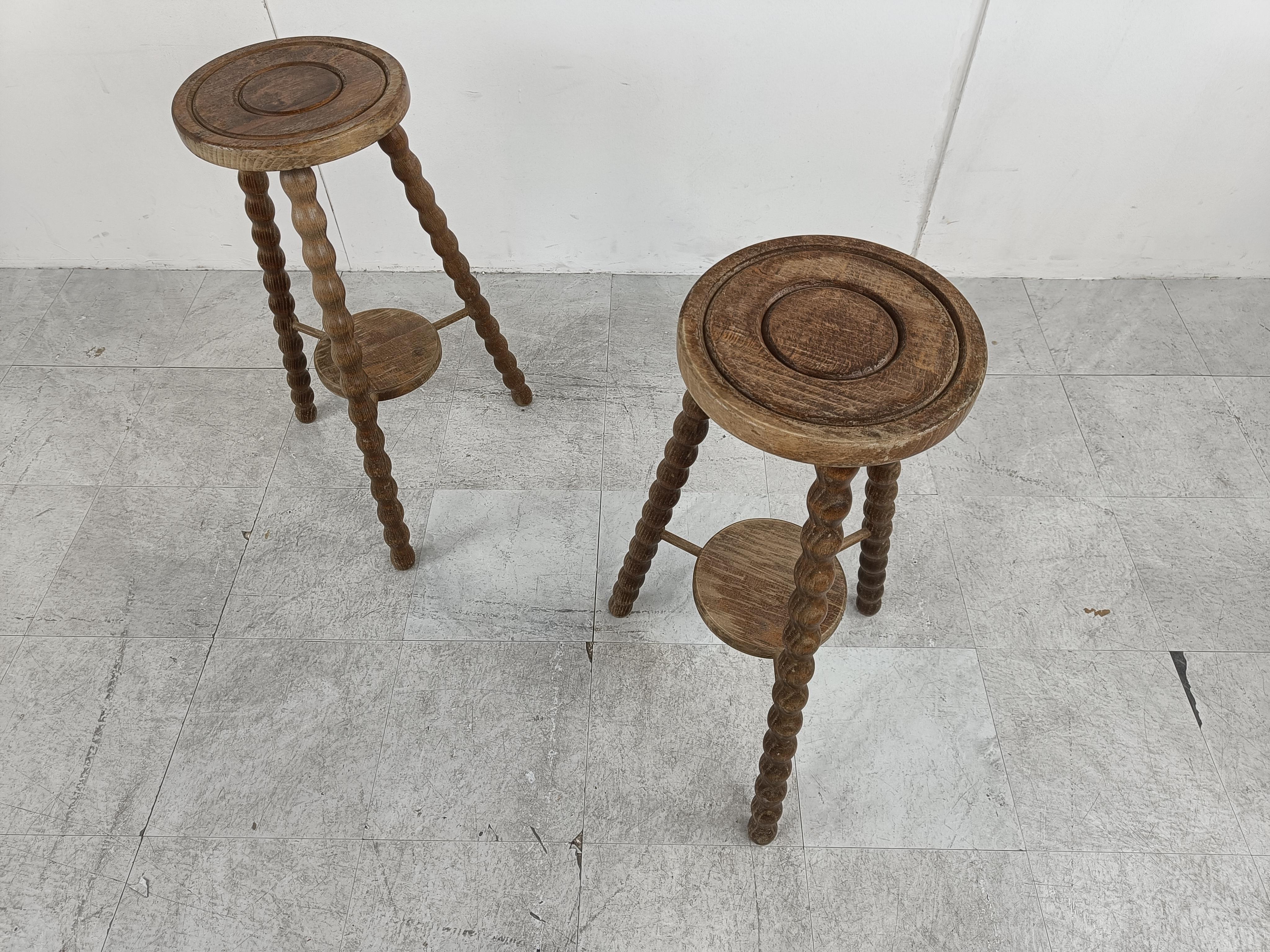 Pair of French Bobbin Bar Stools, 1950s 3