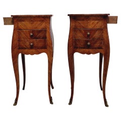 Pair of French Bombe Nightstands