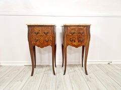Pair of French Bombe Nightstands Louis XV