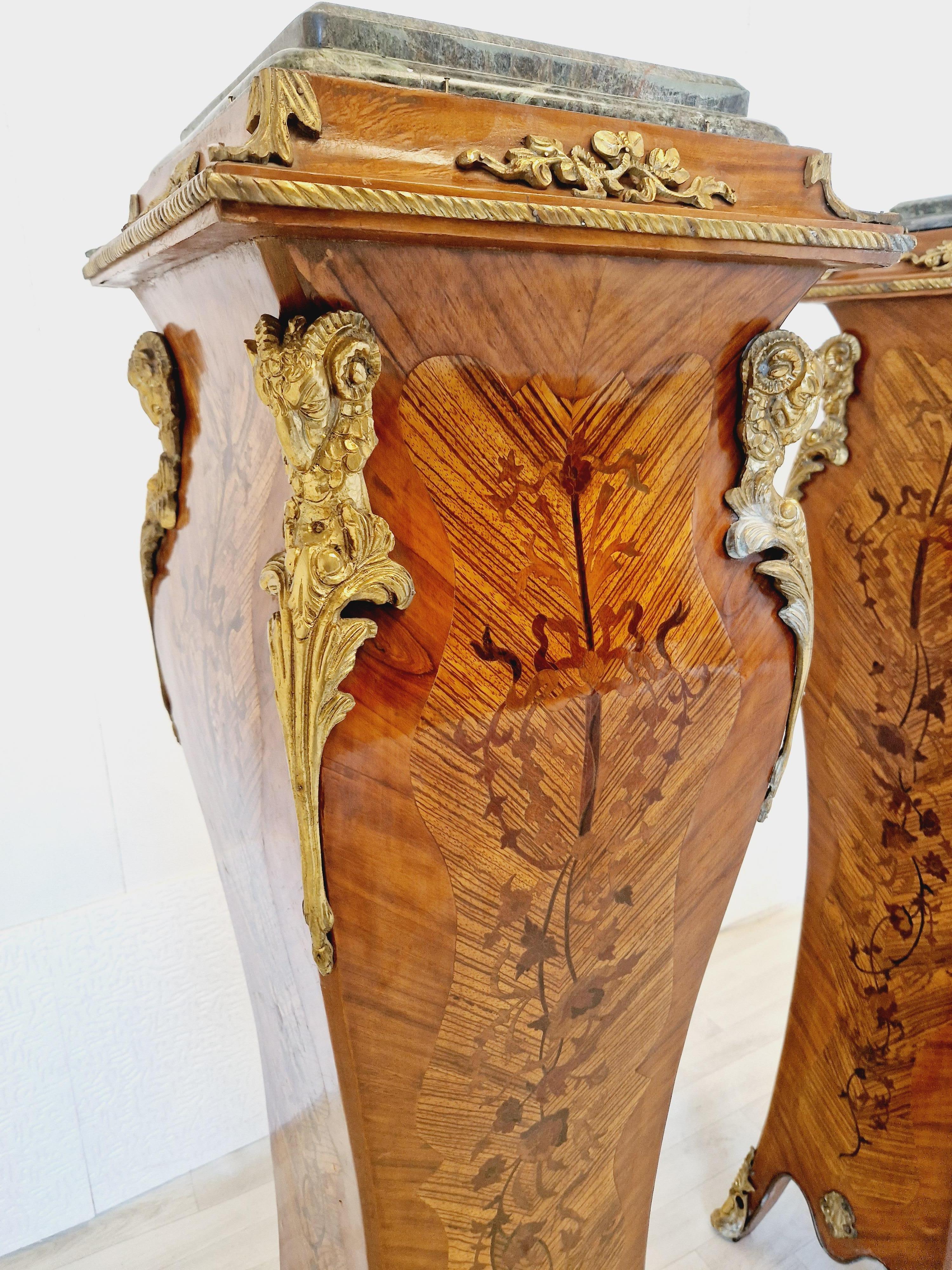 20th Century Pair of French Bombe Rococo Pedestals
