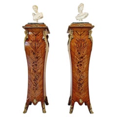 Vintage Pair of French Bombe Rococo Pedestals