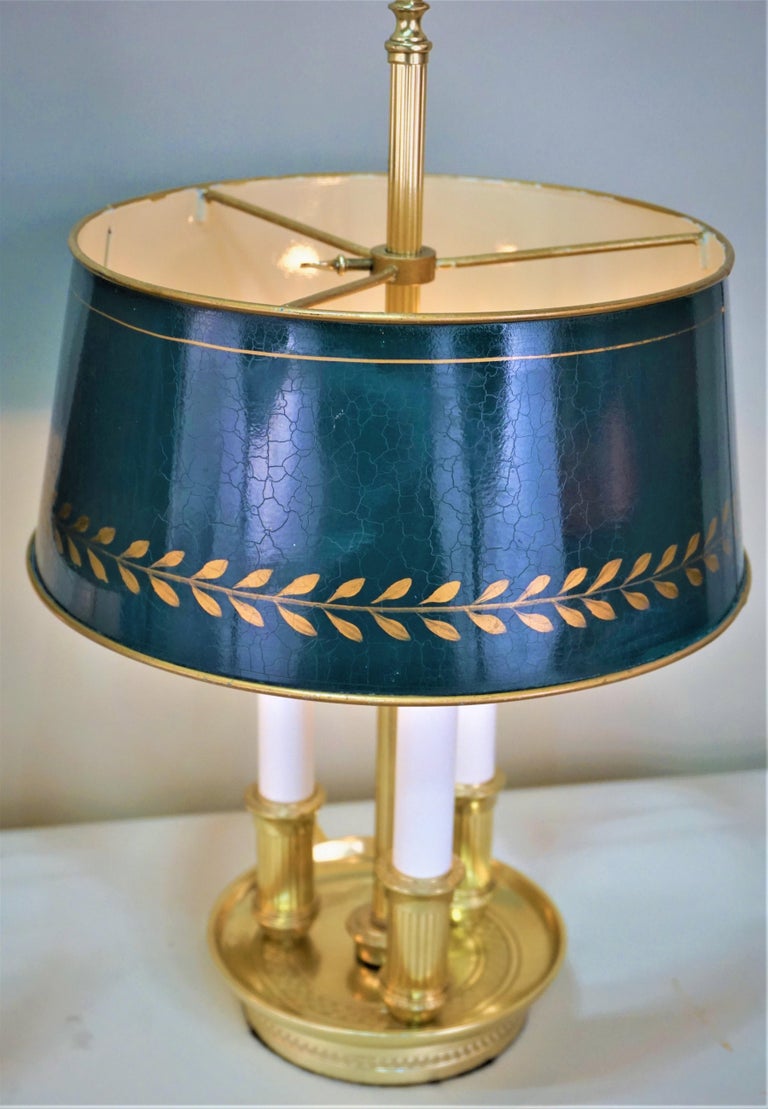 Pair of French Bouillotte Desk Lamps with Tole Shades at 1stDibs