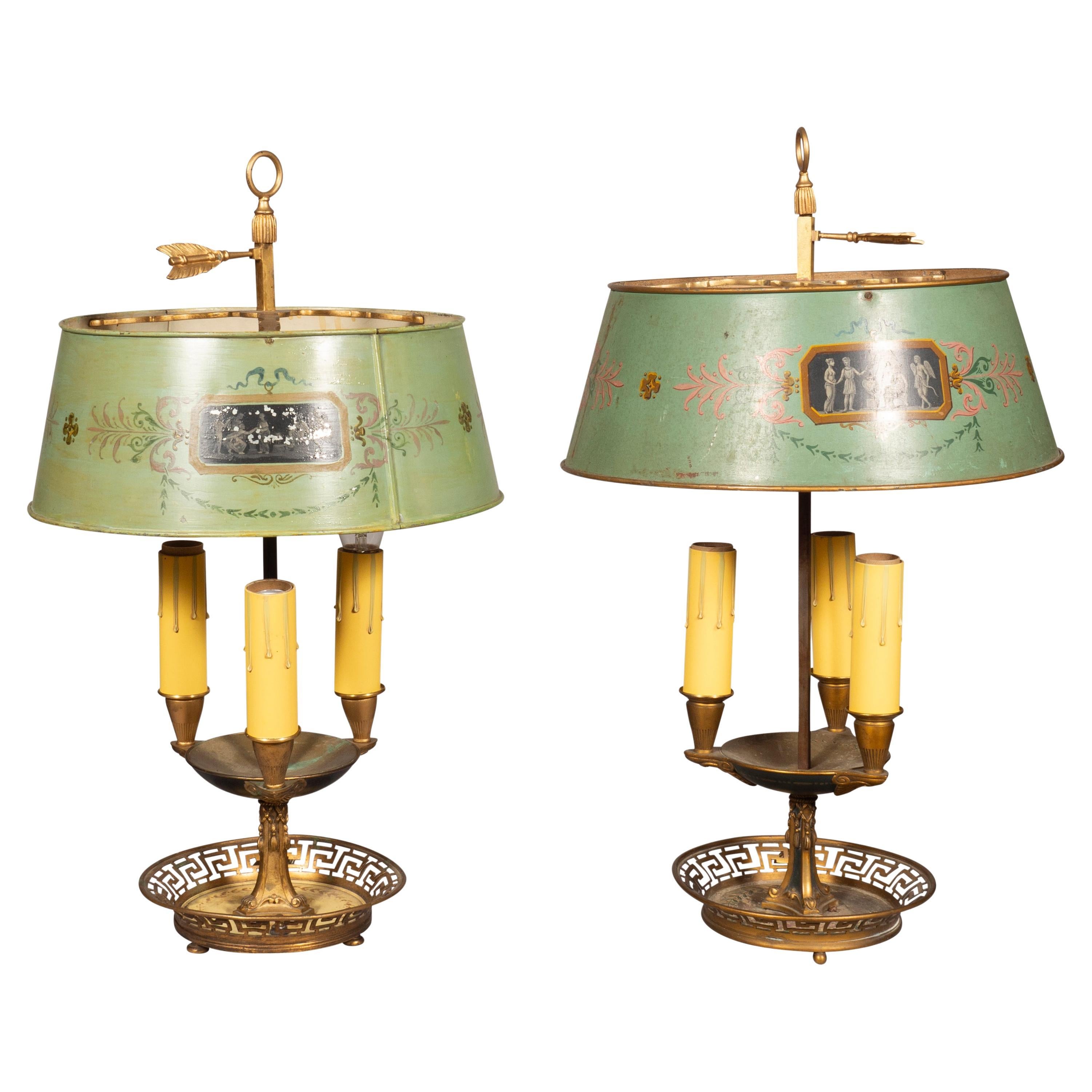Pair Of French Bouillotte Lamps For Sale