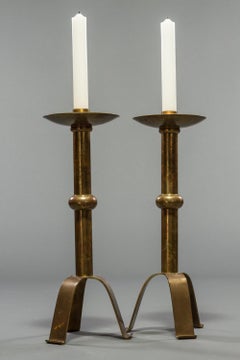 Pair of French Brass Altar Sticks