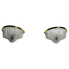 Pair of French Brass and Aluminium Art Deco Sconces, France, 1940s