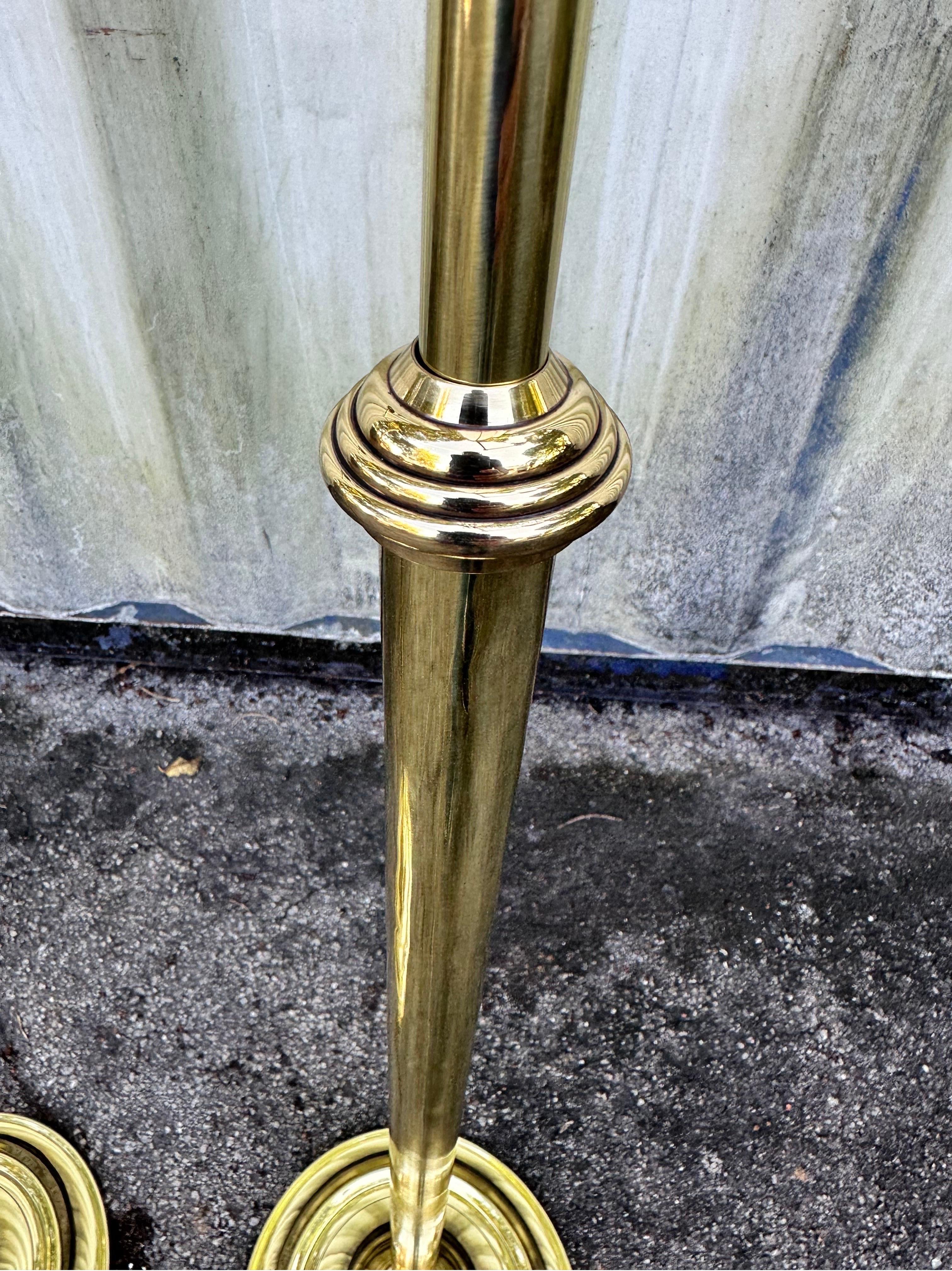 Pair of French Brass and Bronze Ajustable Floor Lamps  For Sale 5